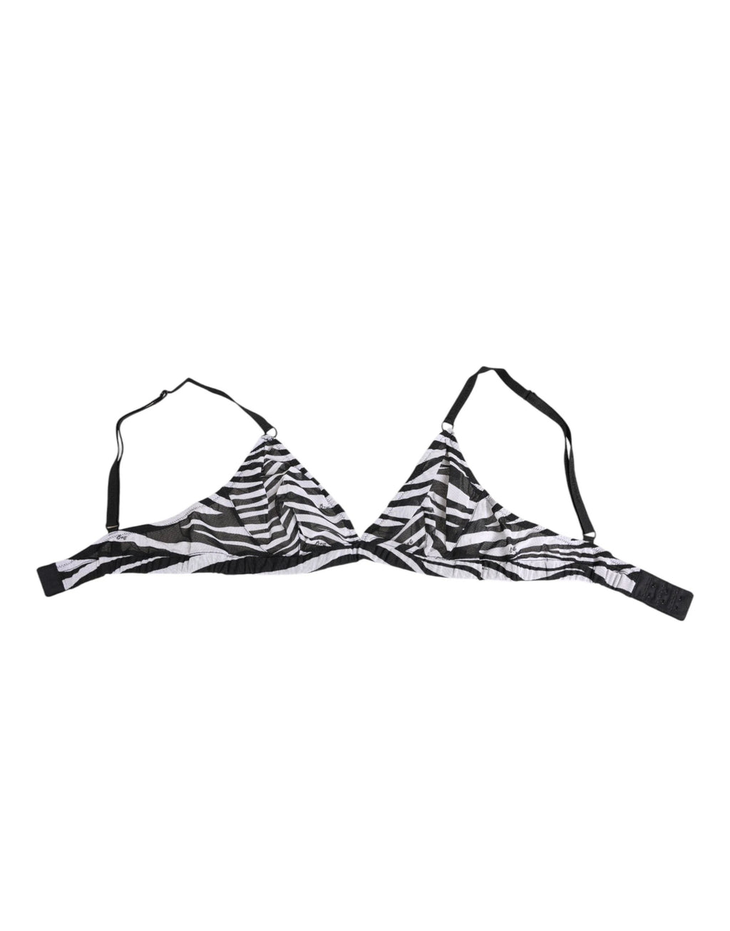 Dolce & Gabbana Black White Zebra Print Sheer Mesh Bralette Underwear by Dolce & Gabbana