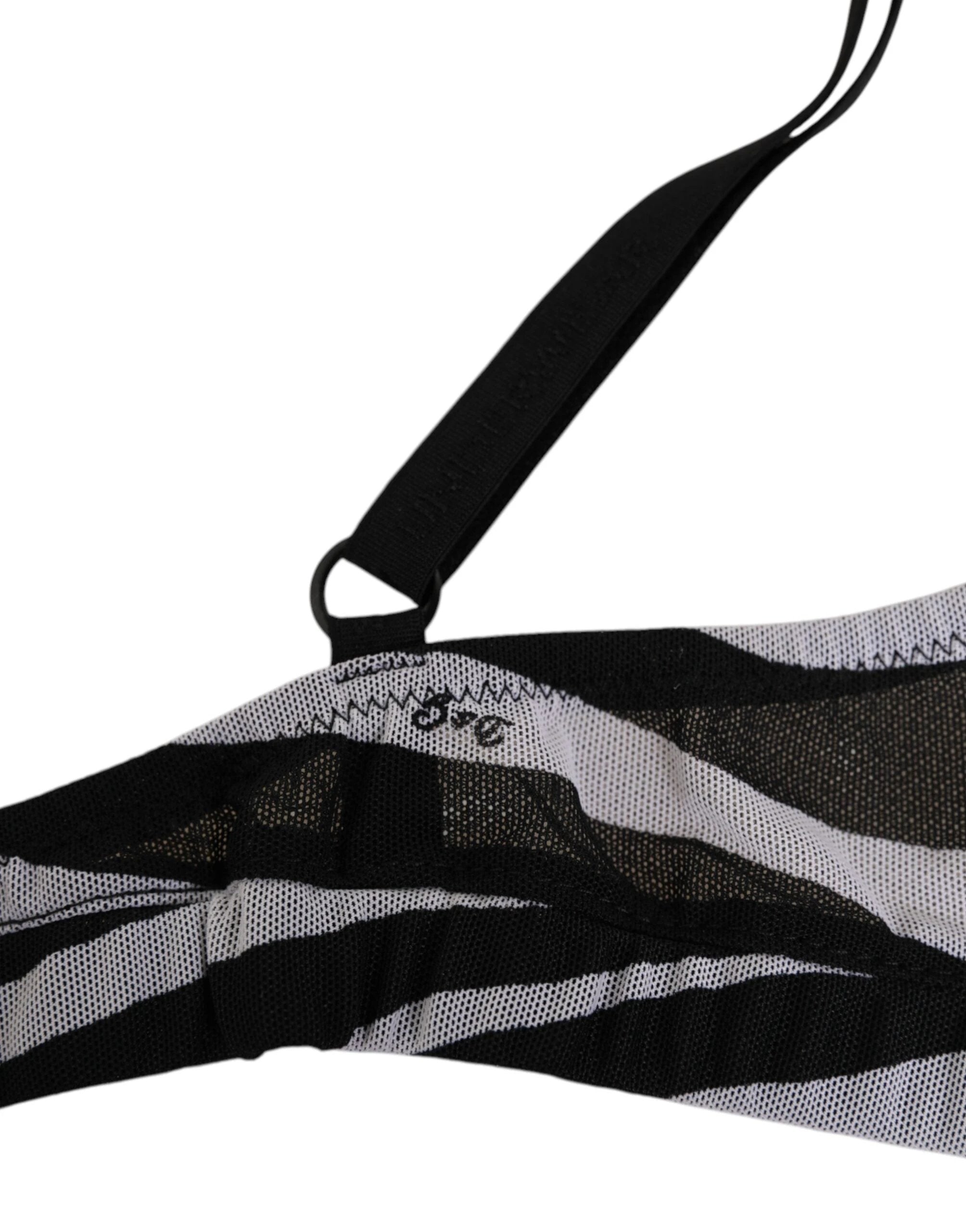 Dolce & Gabbana Black White Zebra Print Sheer Mesh Bralette Underwear by Dolce & Gabbana