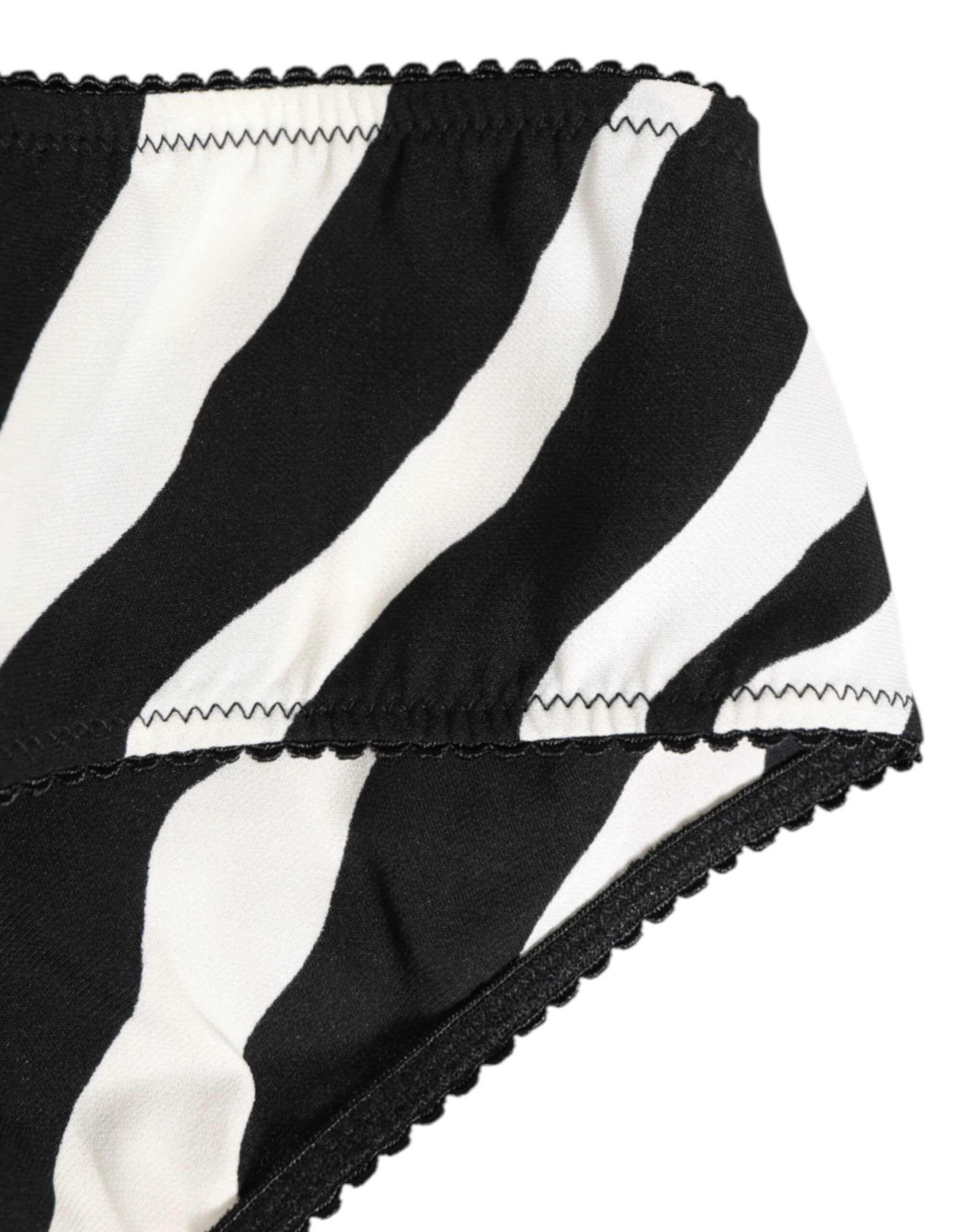 Dolce & Gabbana Black White Zebra Print Slip Briefs Underwear by Dolce & Gabbana