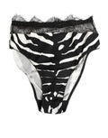 Dolce & Gabbana Black White Zebra Print Lace Trim High Underwear by Dolce & Gabbana