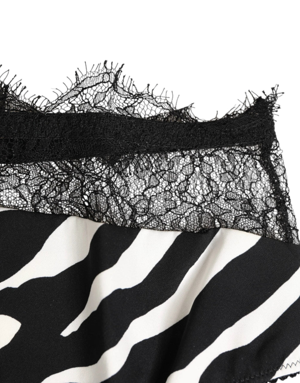 Dolce & Gabbana Black White Zebra Print Lace Trim High Underwear by Dolce & Gabbana
