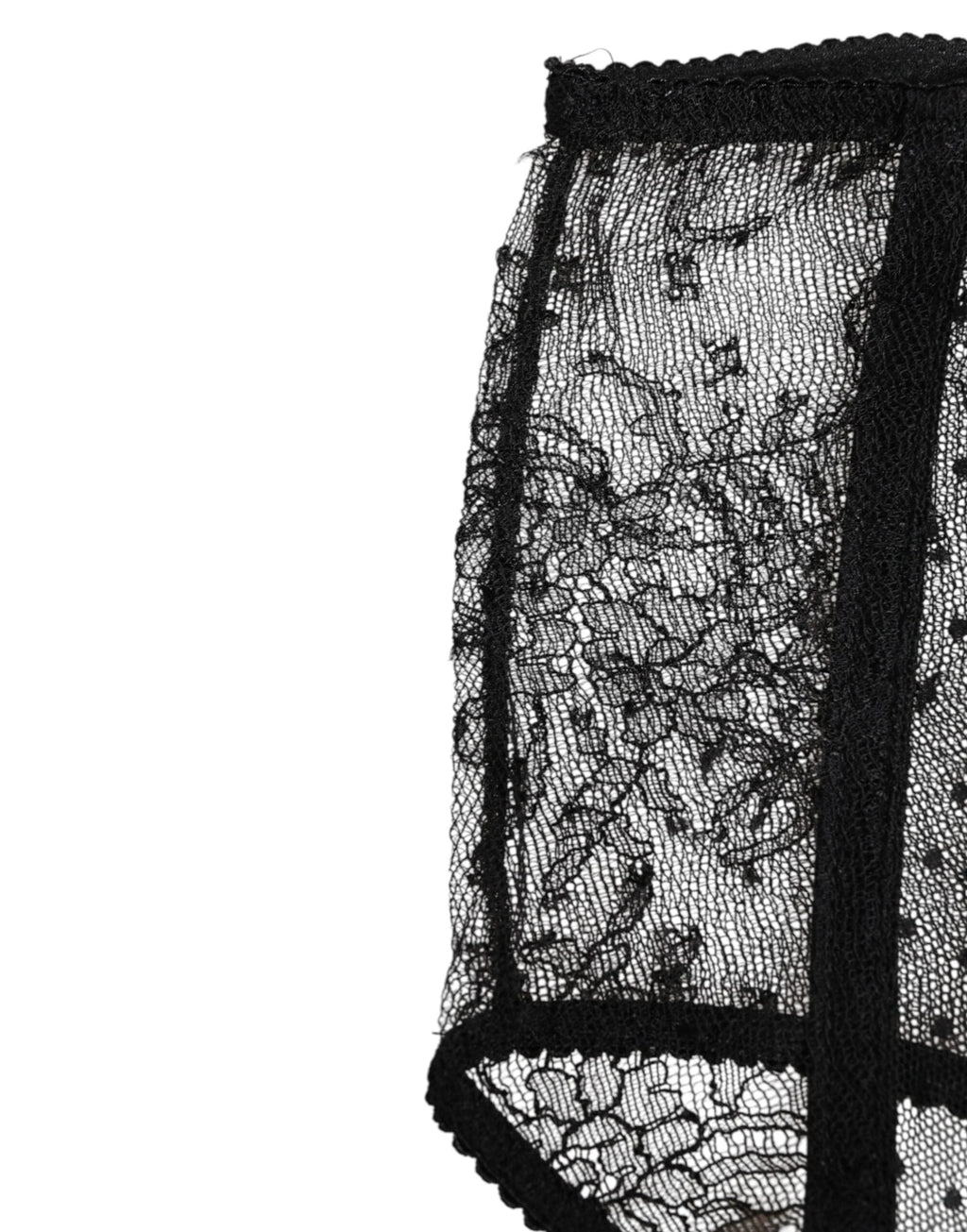 Dolce & Gabbana Black Sheer Polka Dot Lace High Waist Underwear by Dolce & Gabbana