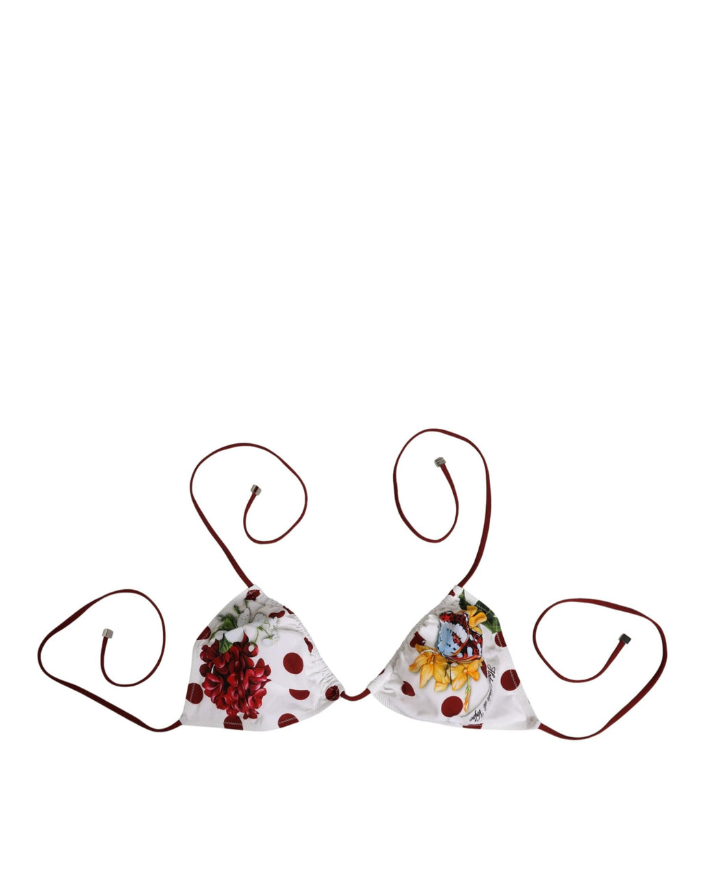 Dolce & Gabbana White Red Polka Dot Floral Print Triangle by Dolce & Gabbana