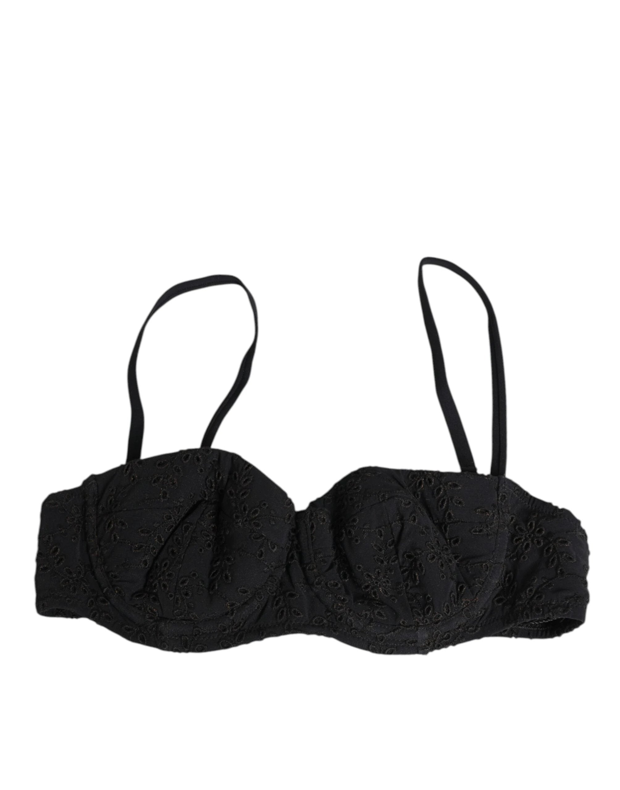 Dolce & Gabbana Black Polyester Embroidered Underwire Bra Underwear by Dolce & Gabbana