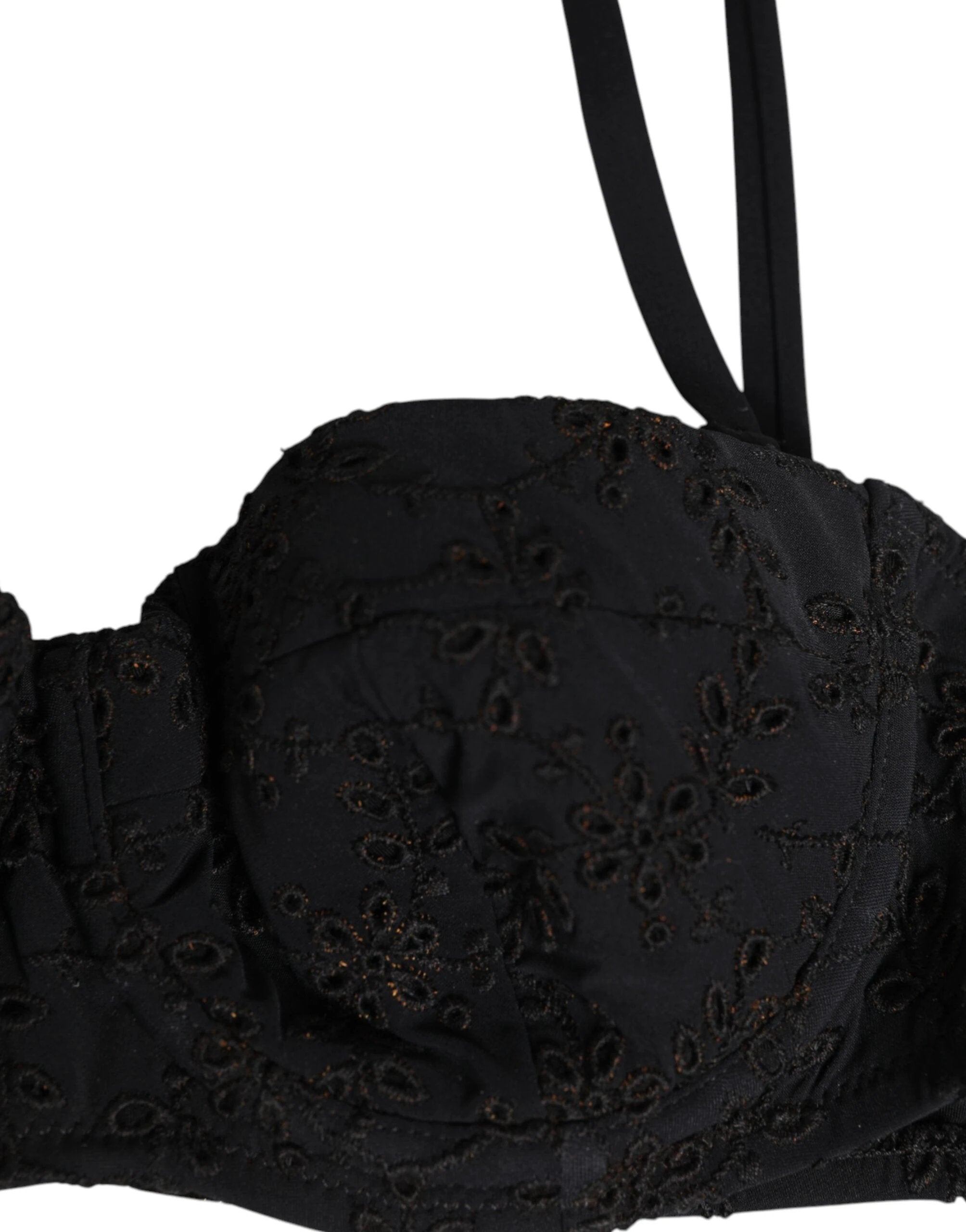 Dolce & Gabbana Black Polyester Embroidered Underwire Bra Underwear by Dolce & Gabbana