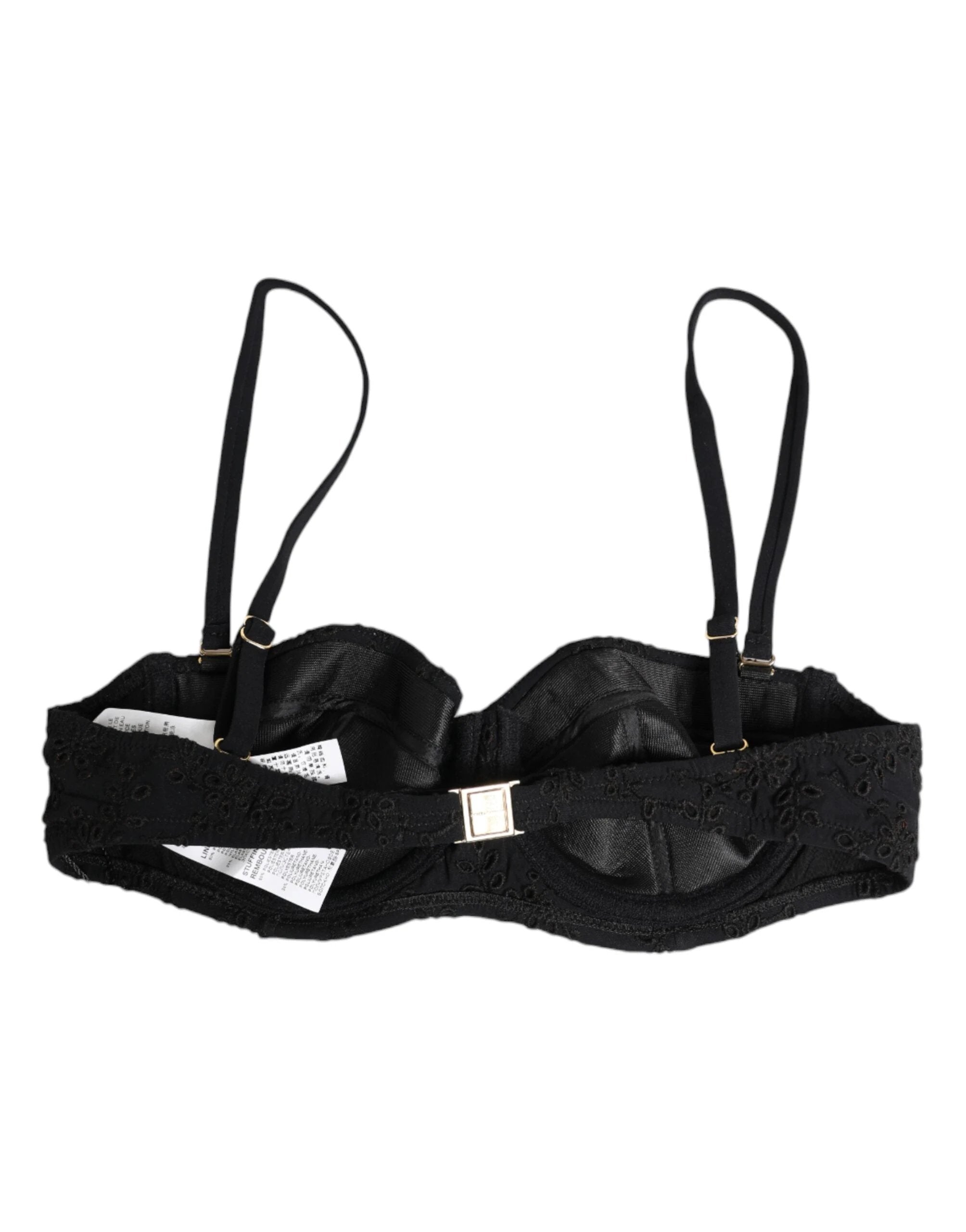 Dolce & Gabbana Black Polyester Embroidered Underwire Bra Underwear by Dolce & Gabbana