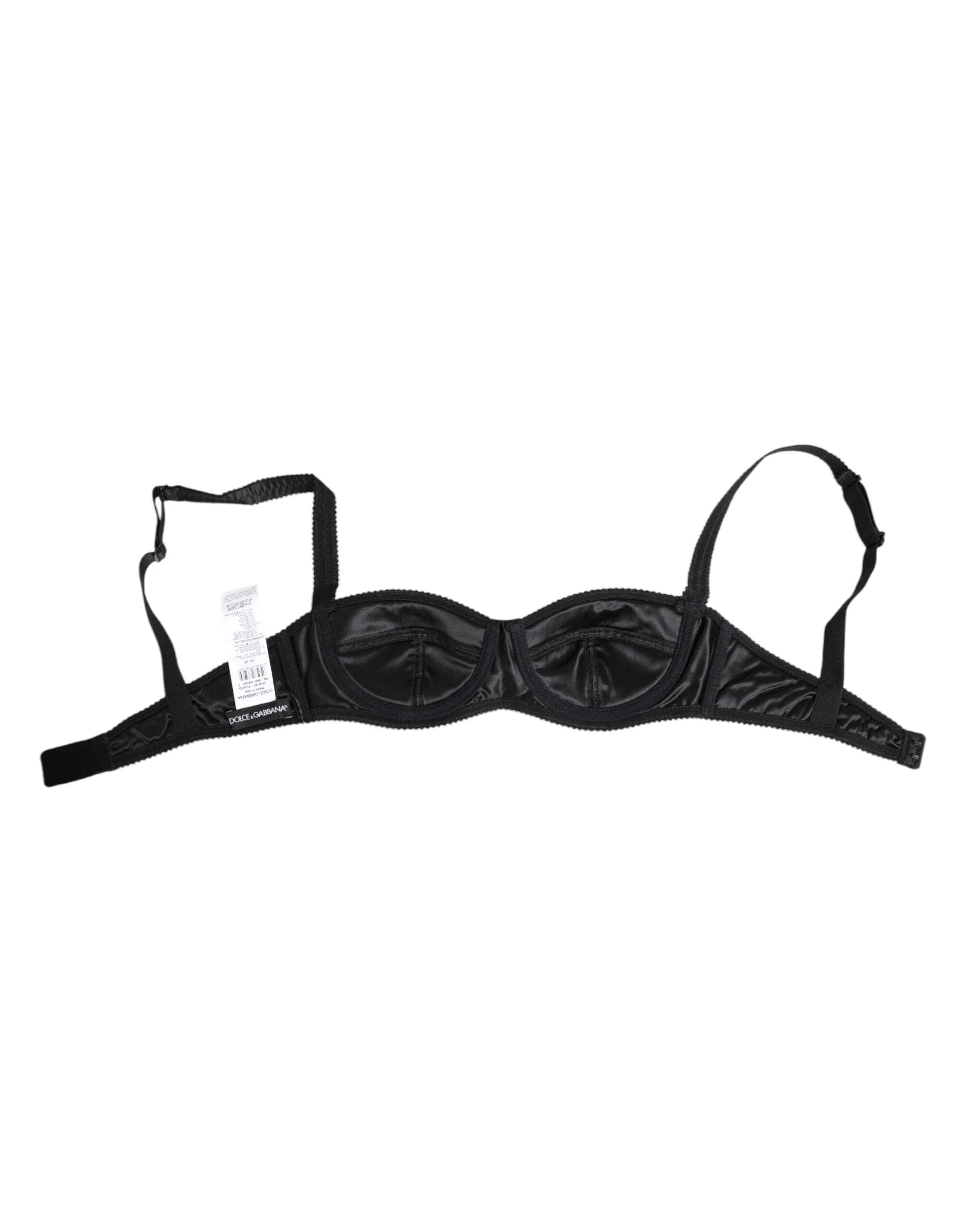 Dolce & Gabbana Black Silk Satin Wireless Lingerie Bra Underwear by Dolce & Gabbana
