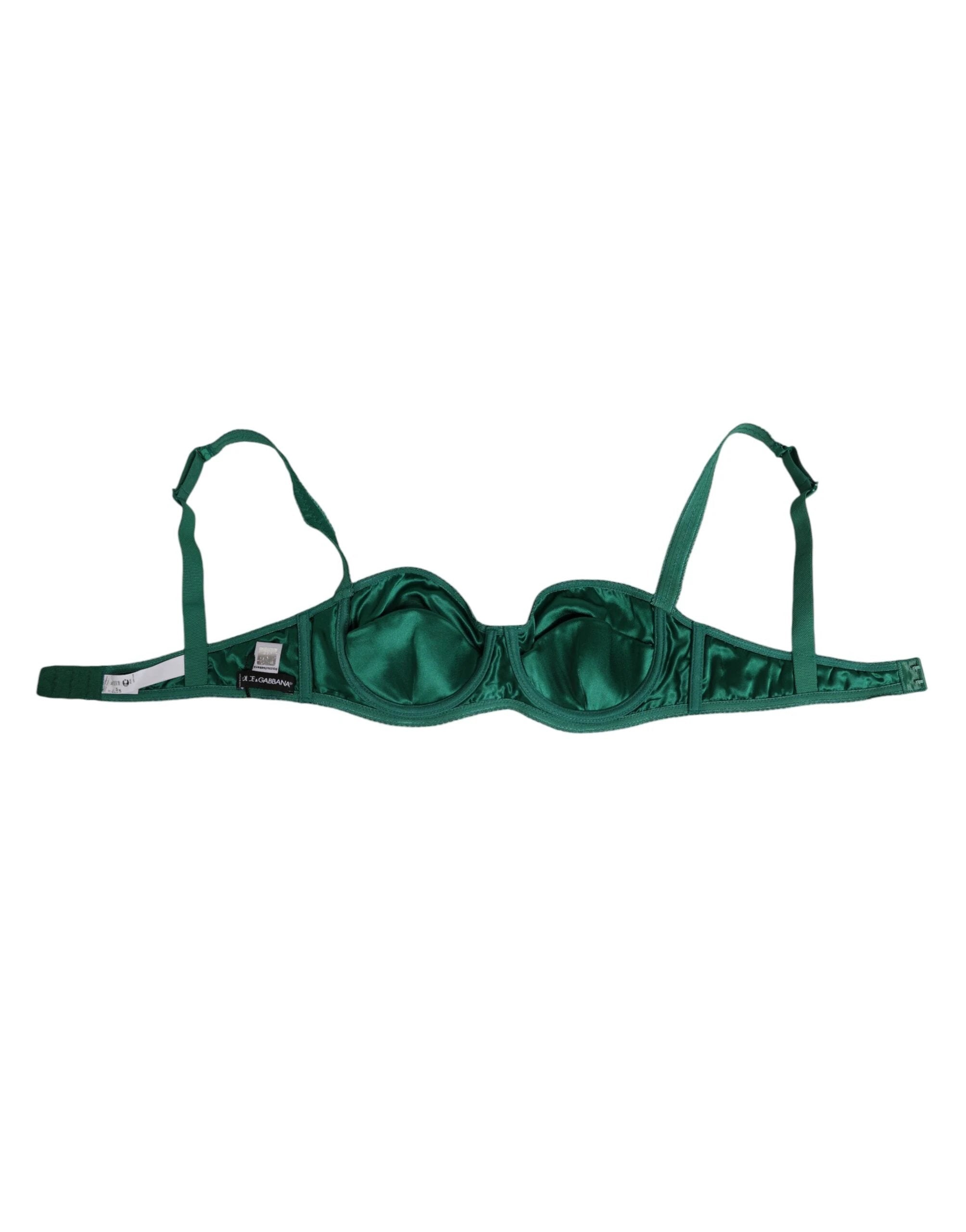 Dolce & Gabbana Green Satin Semi-Padded Underwire Musk Underwear by Dolce & Gabbana
