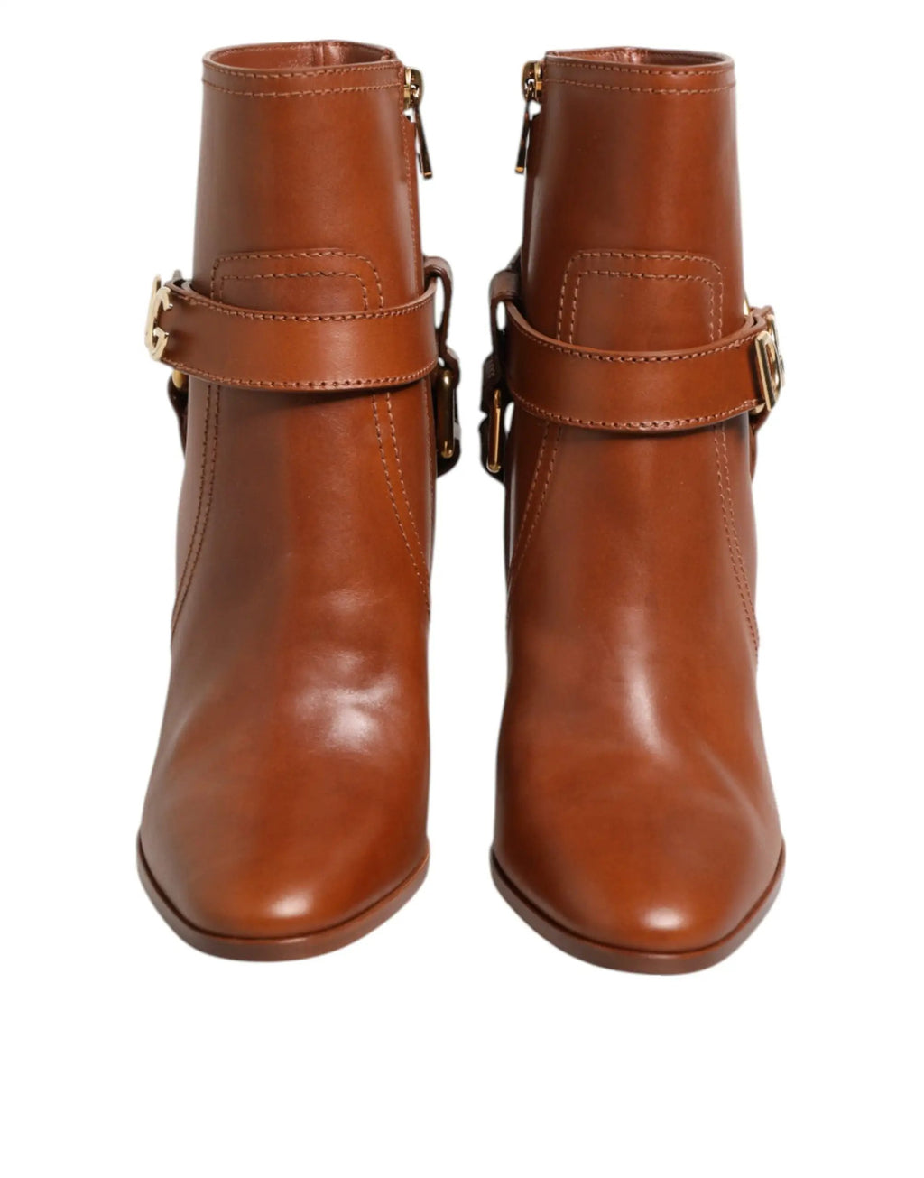 Bottines Dolce &amp; Gabbana en cuir marron avec boucle et logo DG