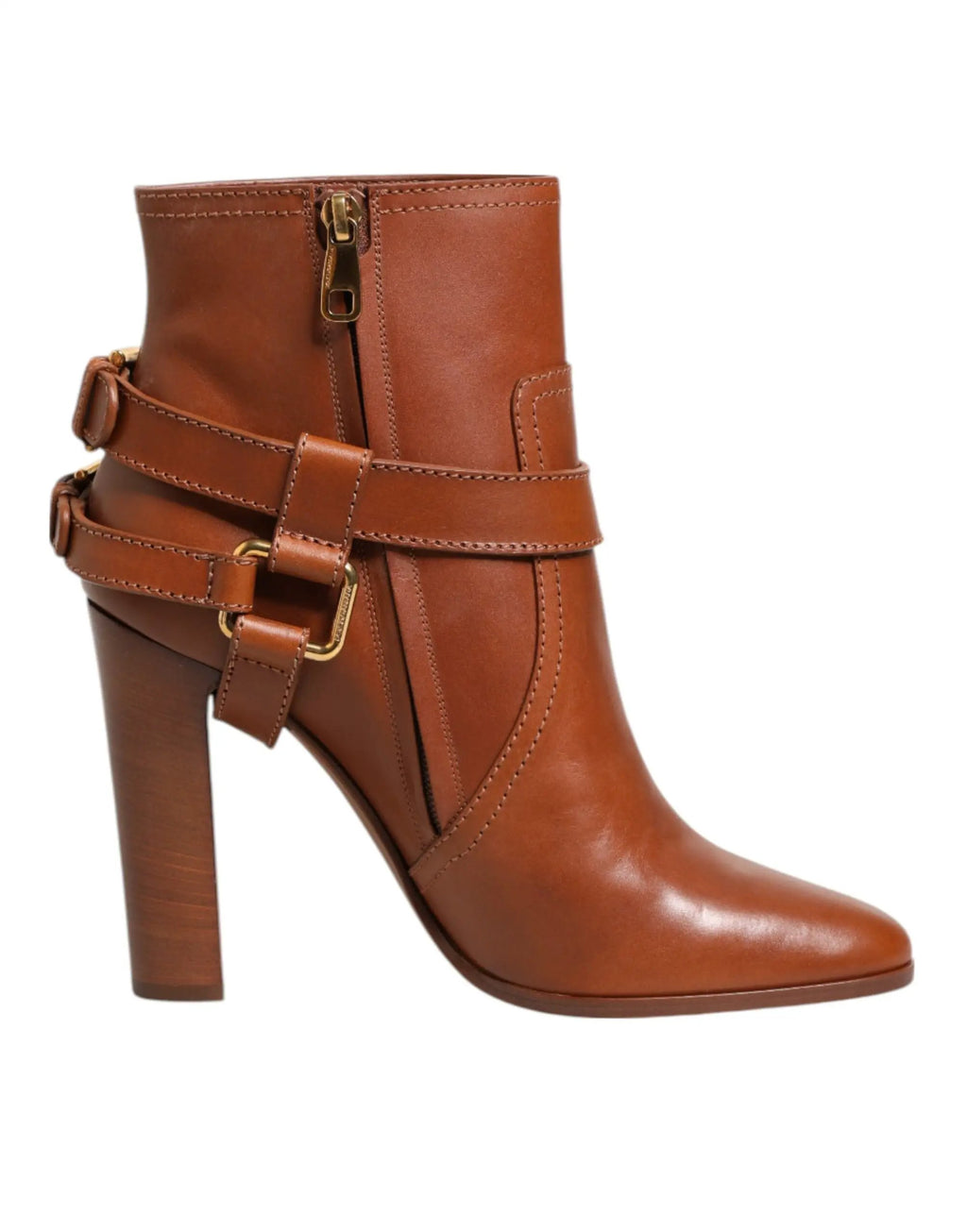 Bottines Dolce &amp; Gabbana en cuir marron avec boucle et logo DG
