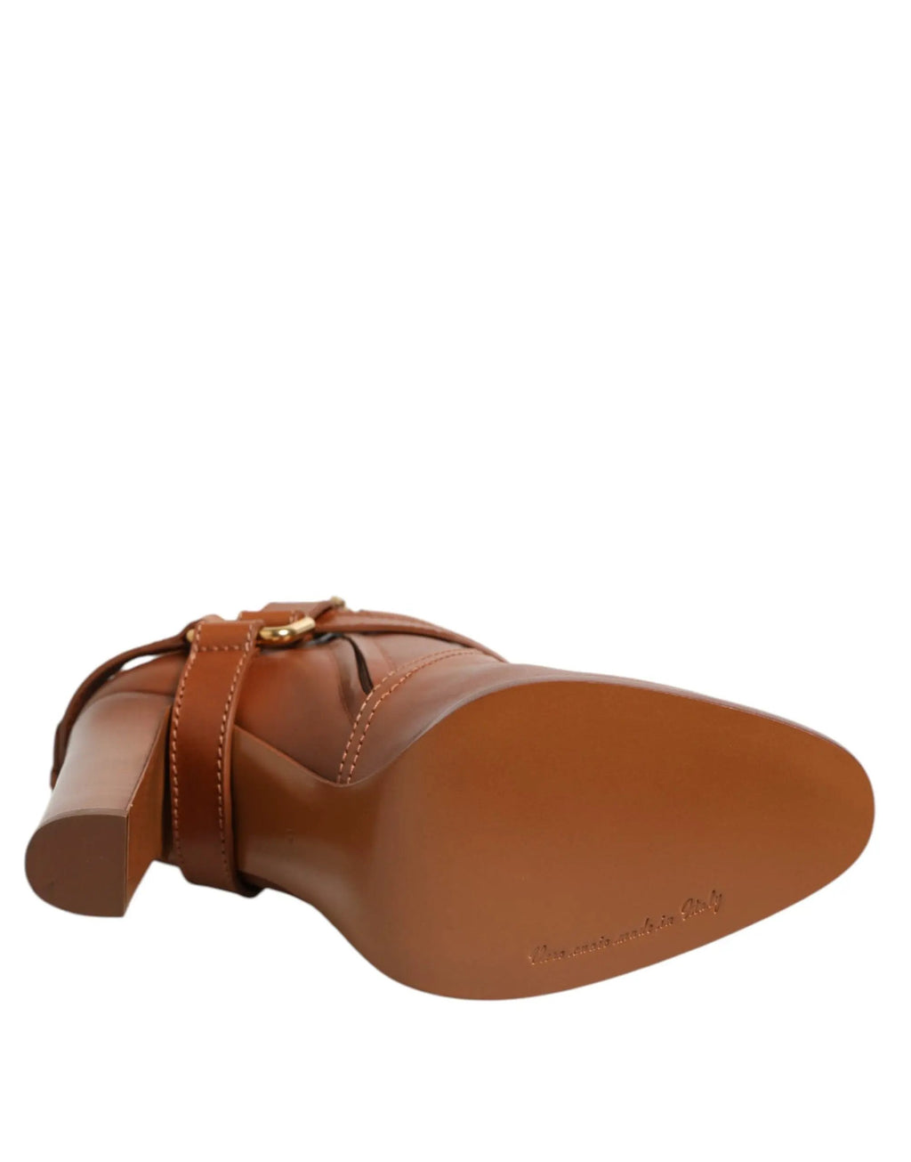 Bottines Dolce &amp; Gabbana en cuir marron avec boucle et logo DG
