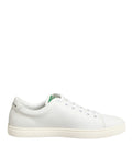 Dolce & Gabbana White Leather Rose Embroidery Low-Top Shoes by Dolce & Gabbana