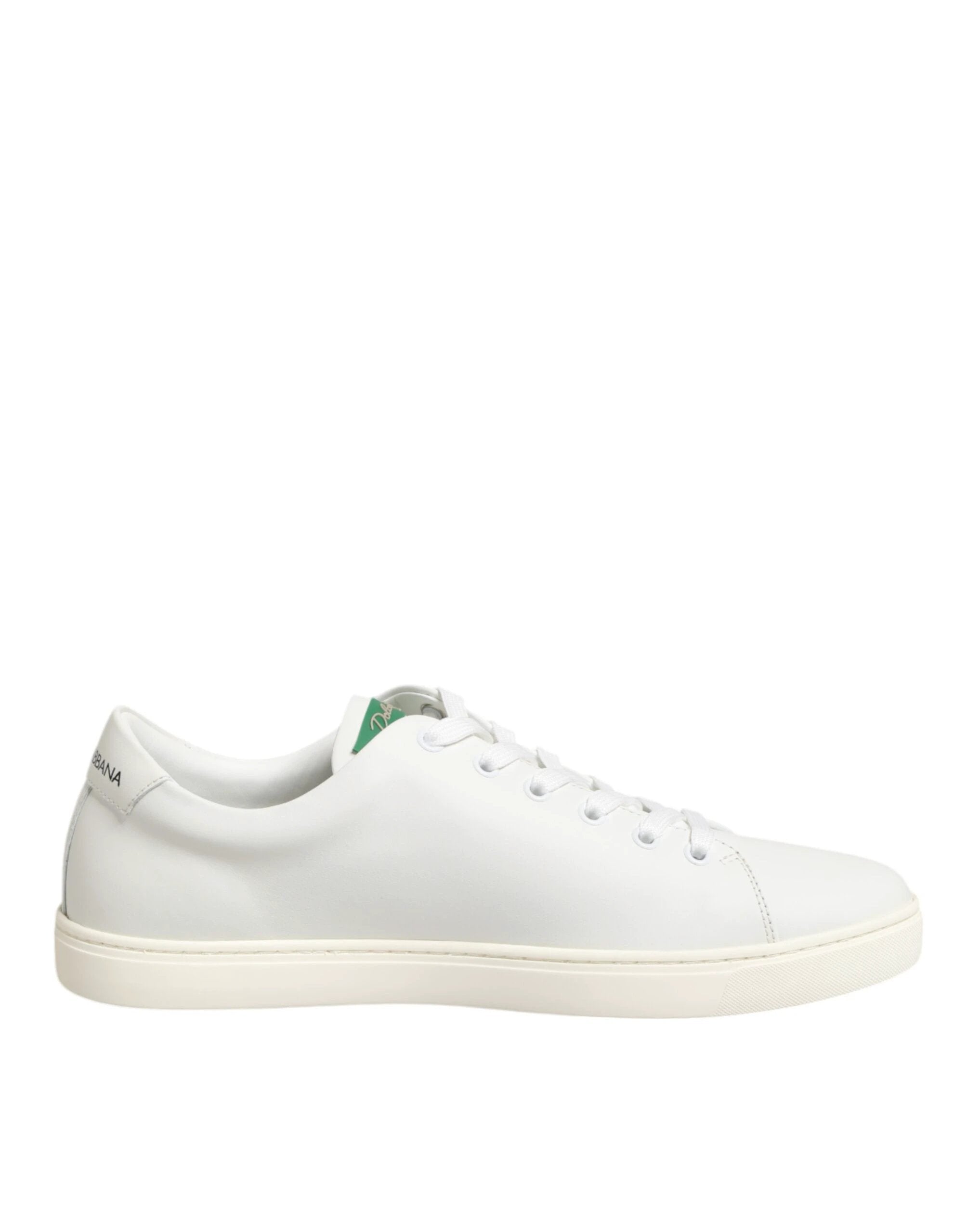 Dolce & Gabbana White Leather Rose Embroidery Low-Top Shoes by Dolce & Gabbana
