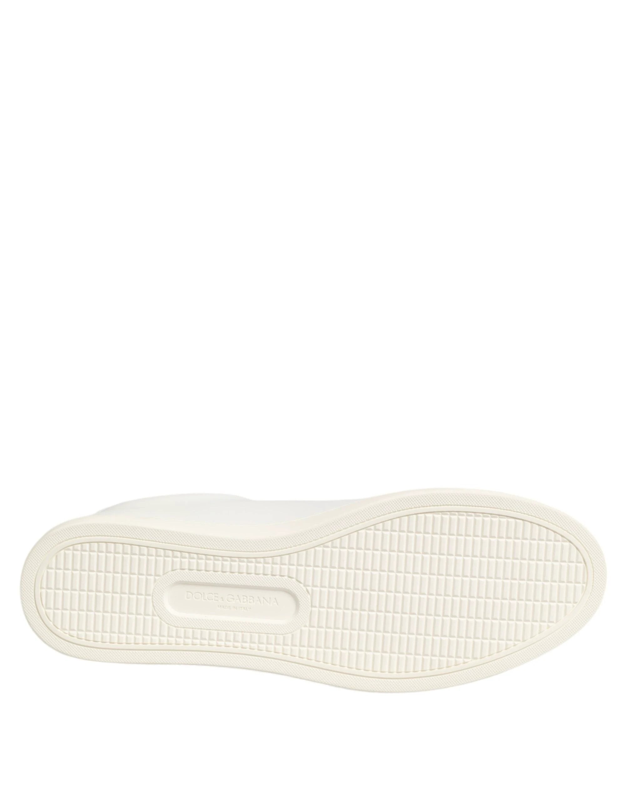 Dolce & Gabbana White Leather Rose Embroidery Low-Top Shoes by Dolce & Gabbana