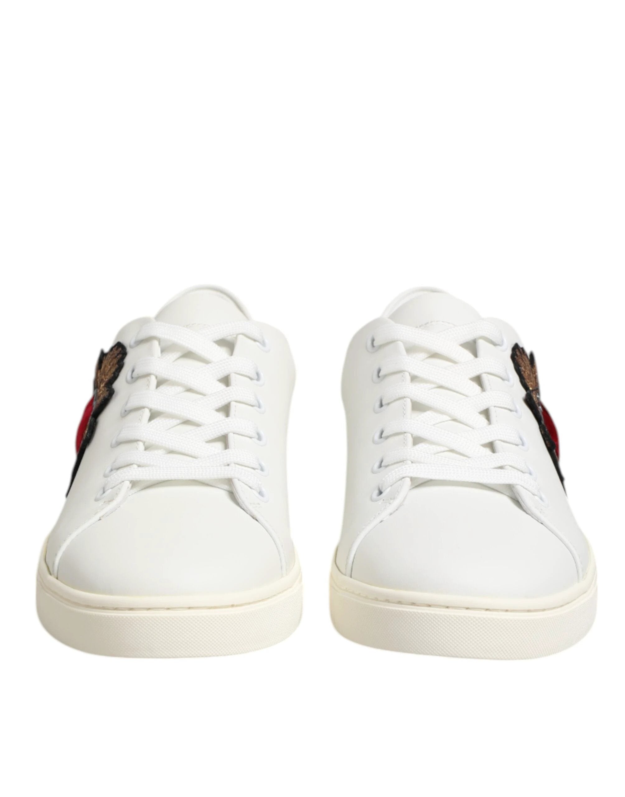 Dolce & Gabbana White Leather Sacred Heart Patch Sneakers Shoes by Dolce & Gabbana