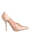 Dolce & Gabbana Cipria Nude Satin Mesh Stiletto Pumps Shoes by Dolce & Gabbana