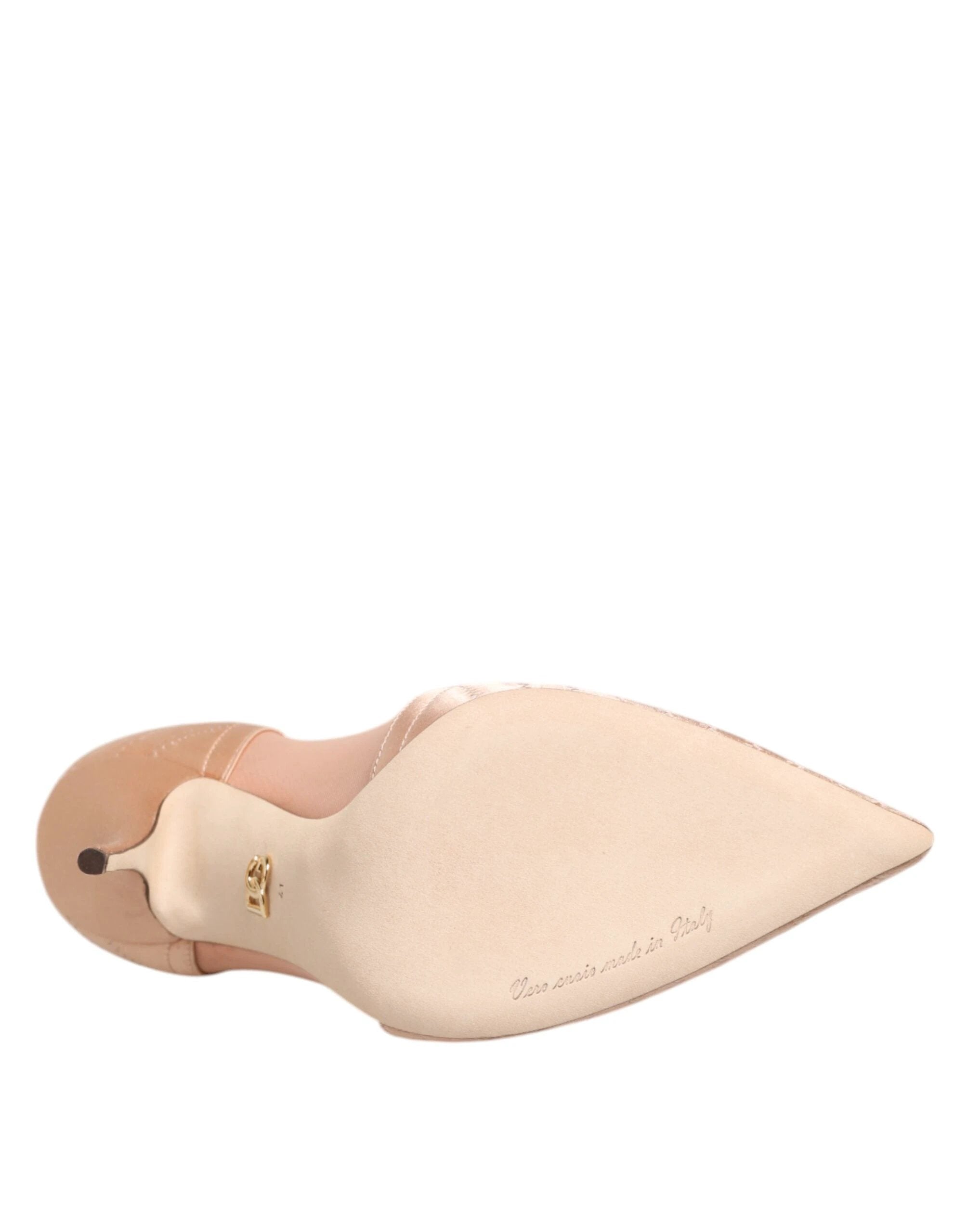 Dolce & Gabbana Cipria Nude Satin Mesh Stiletto Pumps Shoes by Dolce & Gabbana