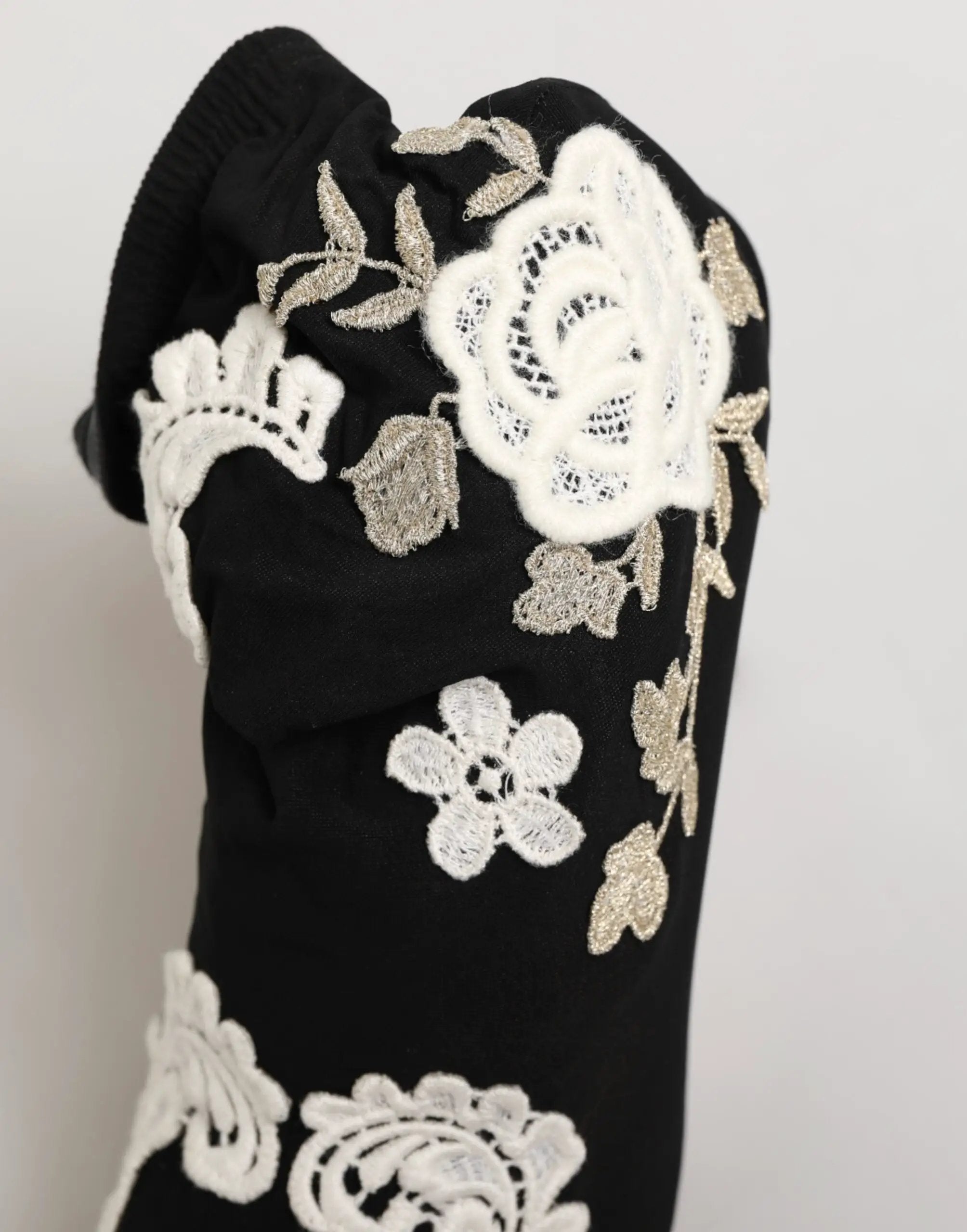 Bottes à talons aiguilles Dolce &amp; Gabbana en jersey brodé noir et blanc
