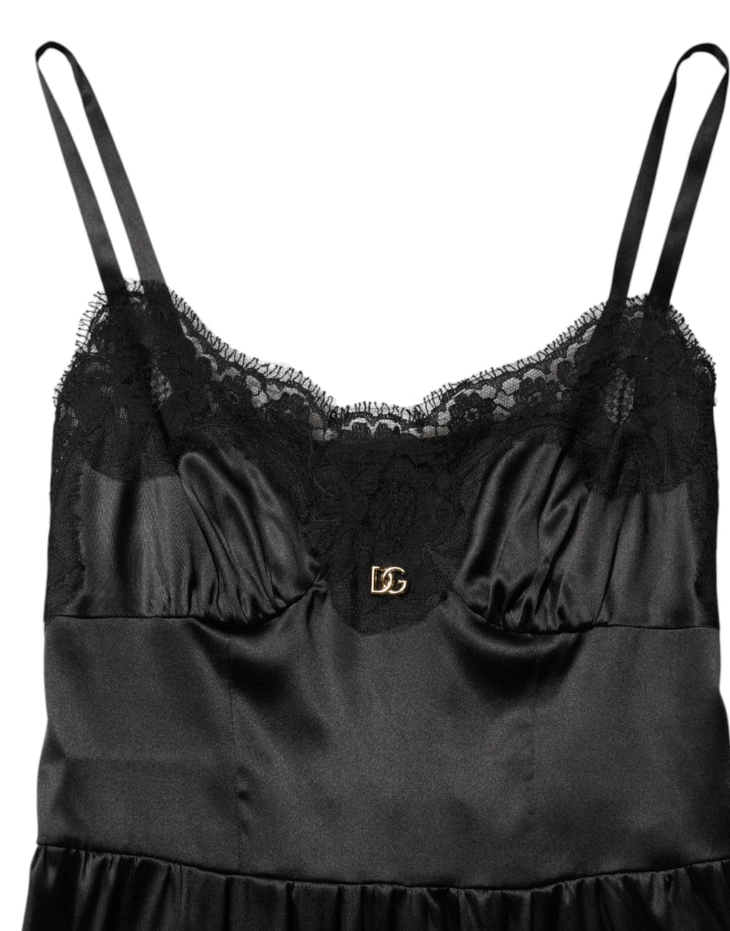 Dolce & Gabbana Black Silk Blend Lace Trim Sleeveless Mini Dress by Dolce & Gabbana