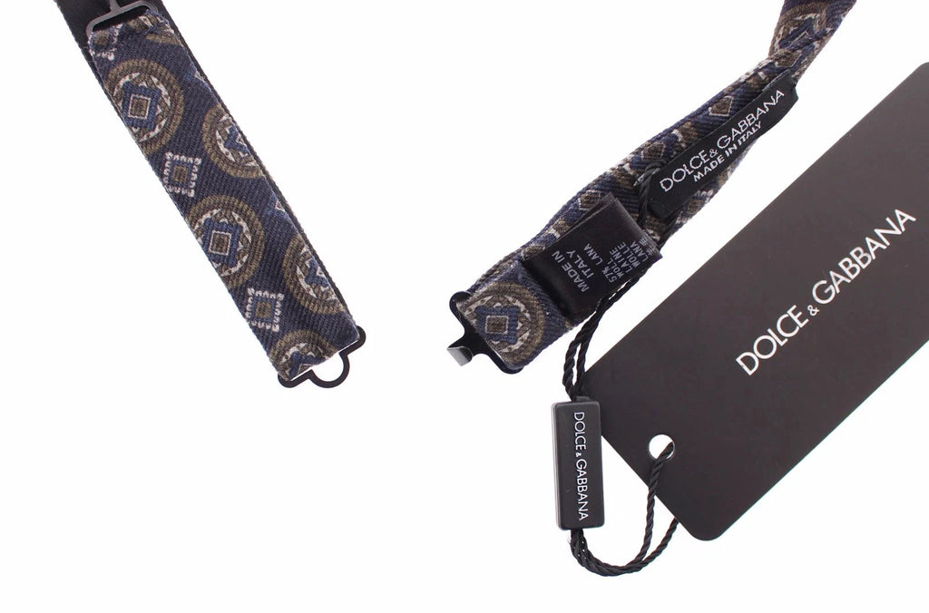 Dolce & Gabbana Blue Silk Baroque Fantasi Tied Bow Tie Papillon by Dolce & Gabbana
