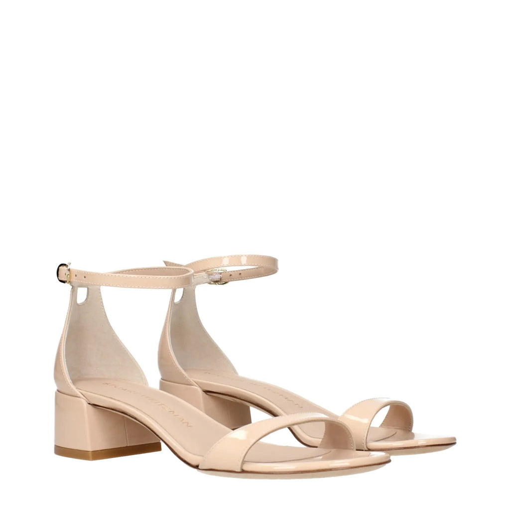 Sandales plates en cuir beige Stuart Weitzman