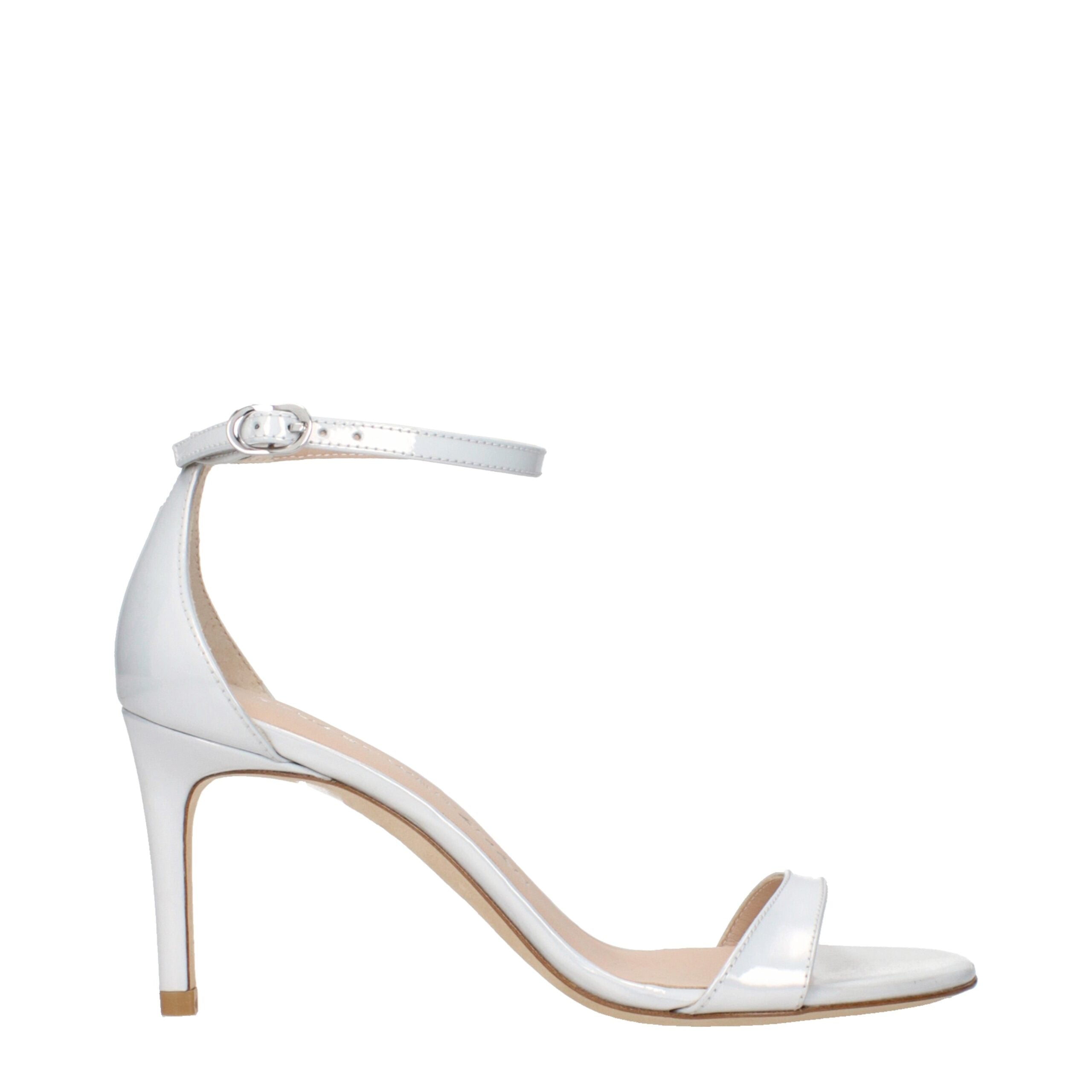 Sandales à talons aiguilles en cuir blanc Stuart Weitzman