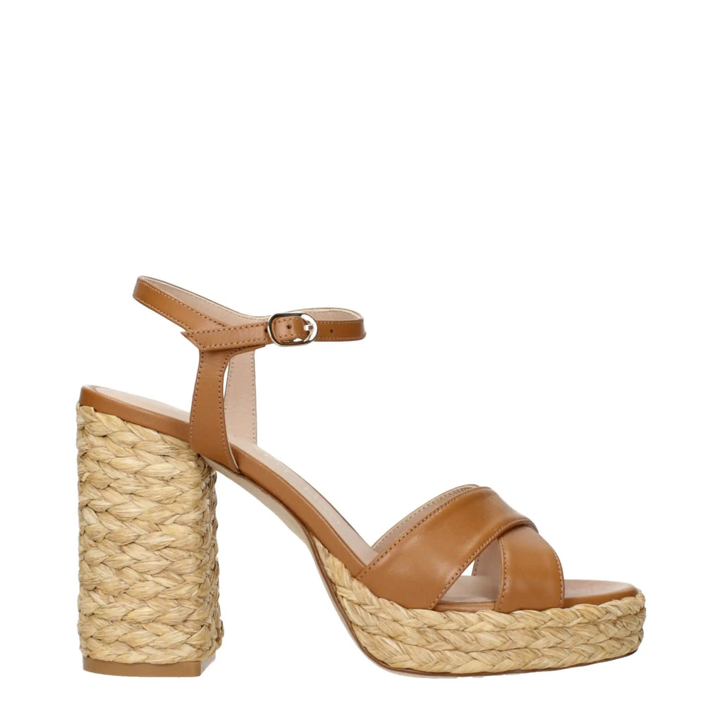 Sandales à plateforme en cuir marron Stuart Weitzman