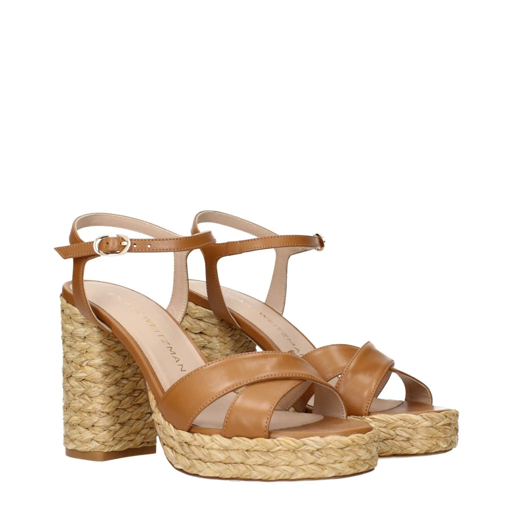 Sandales à plateforme en cuir marron Stuart Weitzman