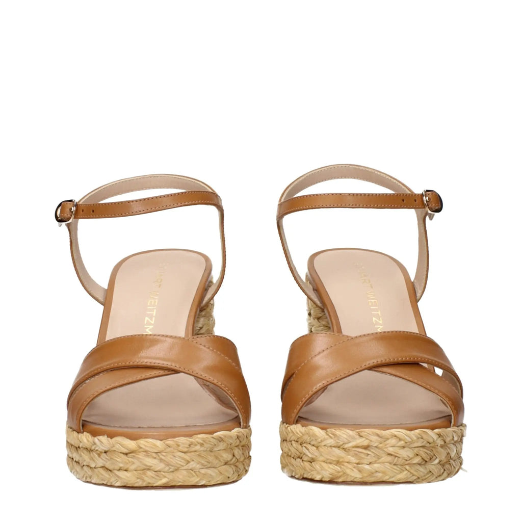Sandales à plateforme en cuir marron Stuart Weitzman