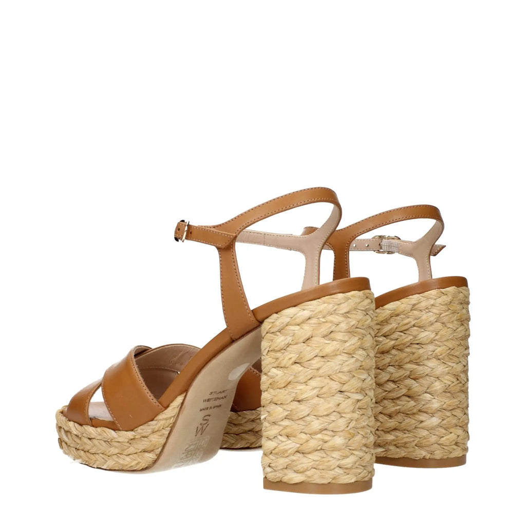 Sandales à plateforme en cuir marron Stuart Weitzman
