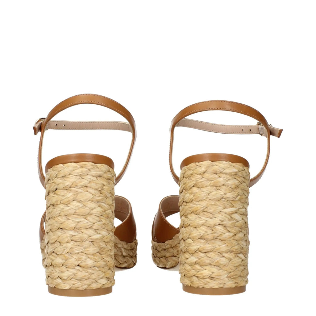 Sandales à plateforme en cuir marron Stuart Weitzman