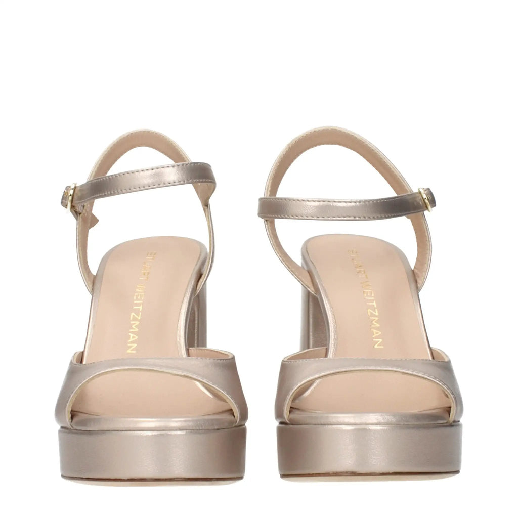 Sandales à plateforme en cuir beige Stuart Weitzman