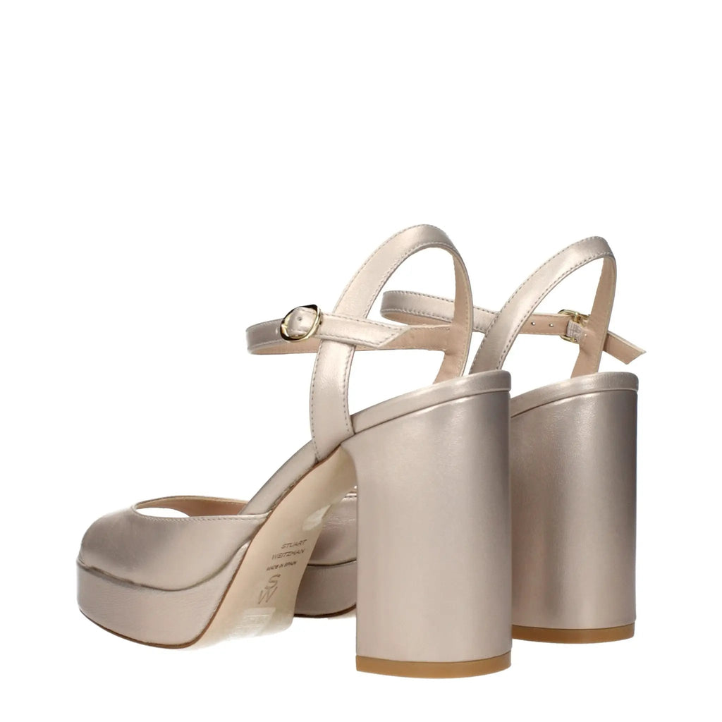 Sandales à plateforme en cuir beige Stuart Weitzman