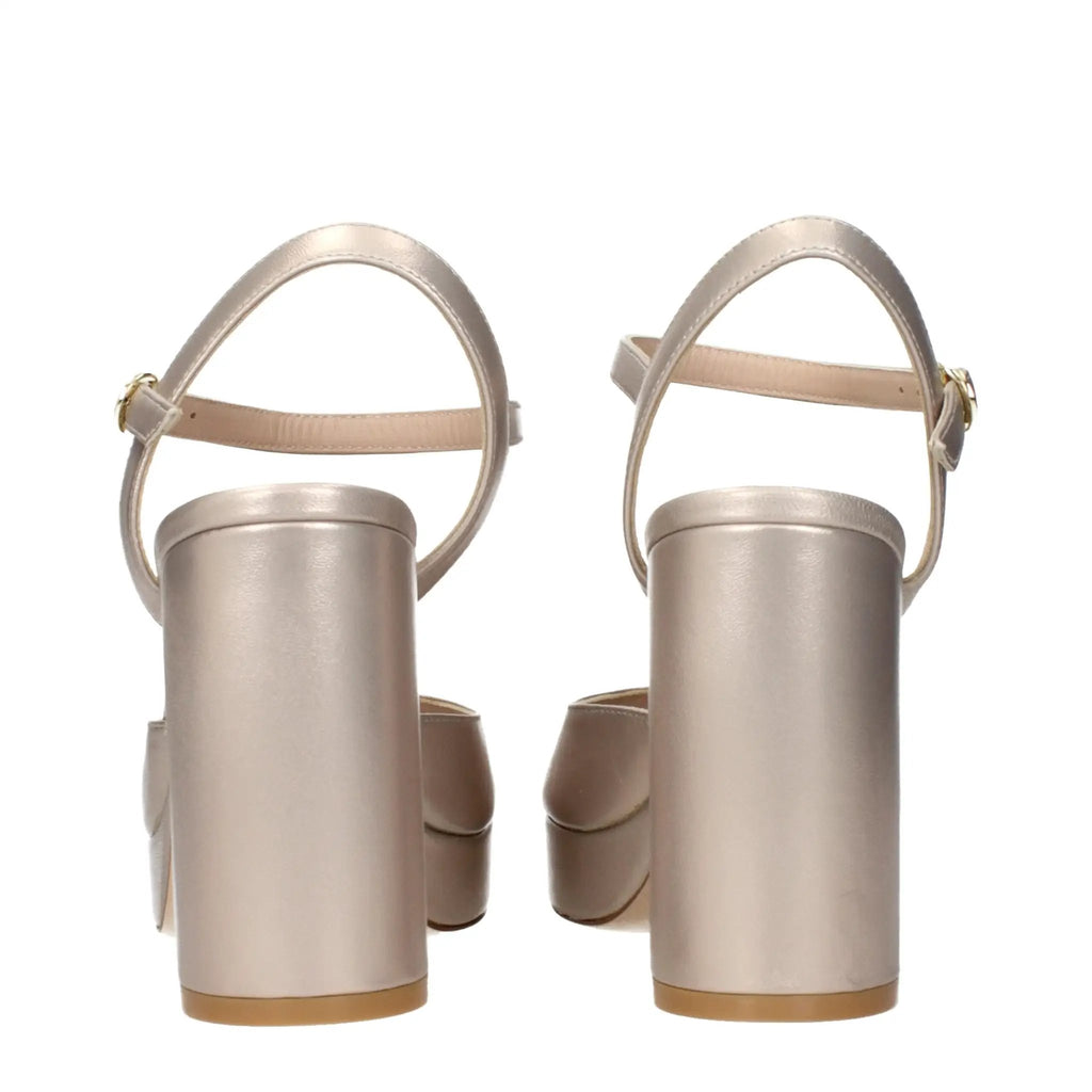 Sandales à plateforme en cuir beige Stuart Weitzman