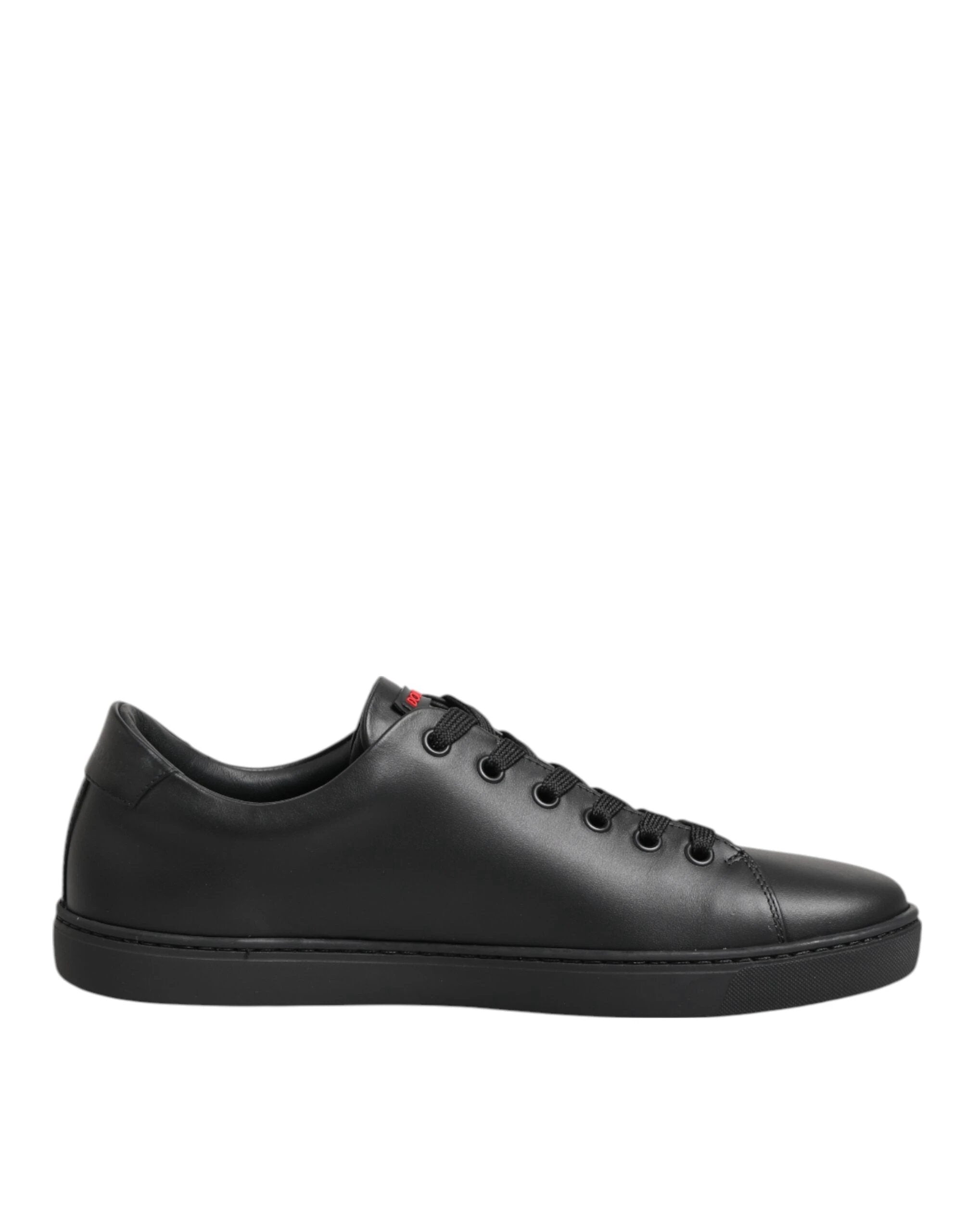 Dolce & Gabbana Black Leather Crystal Heart Low Top Sneakers Shoes by Dolce & Gabbana