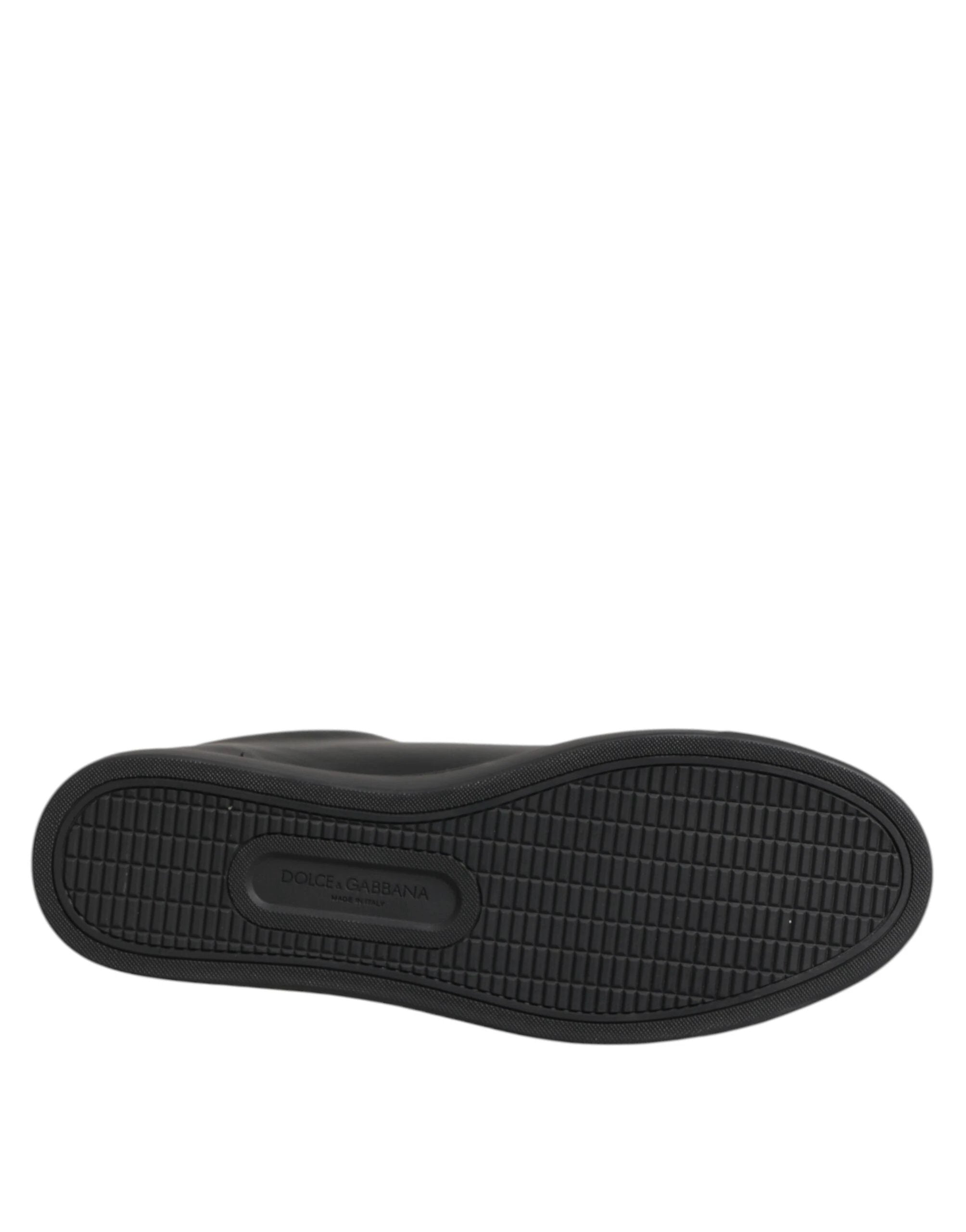 Dolce & Gabbana Black Leather Crystal Heart Low Top Sneakers Shoes by Dolce & Gabbana