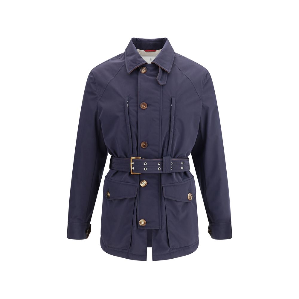 Manteau en polyester bleu Brunello Cucinelli