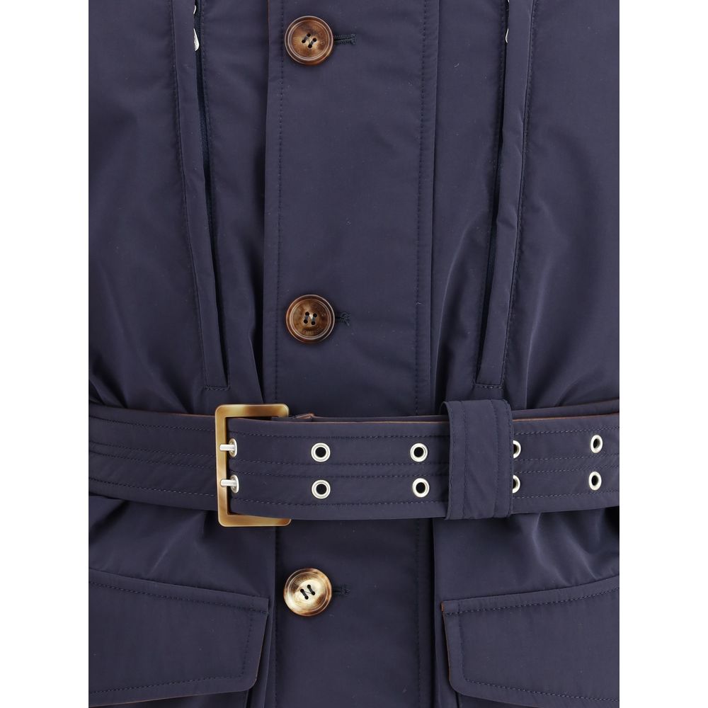 Manteau en polyester bleu Brunello Cucinelli