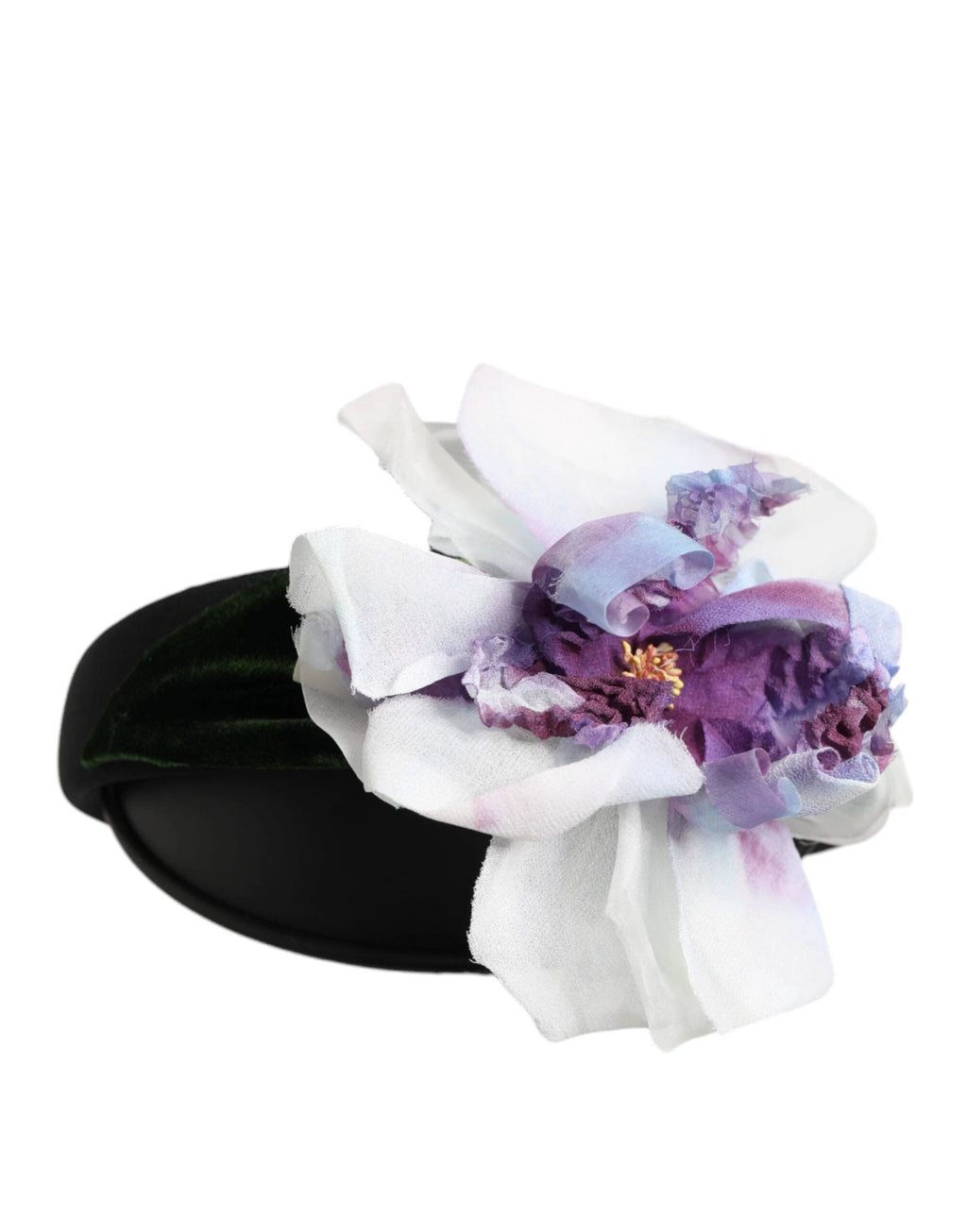 Dolce & Gabbana Black Green Silk Purple White Floral Appliqué Accessory Headband by Dolce & Gabbana