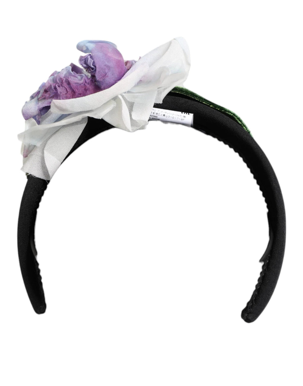 Dolce & Gabbana Black Green Silk Purple White Floral Appliqué Accessory Headband by Dolce & Gabbana