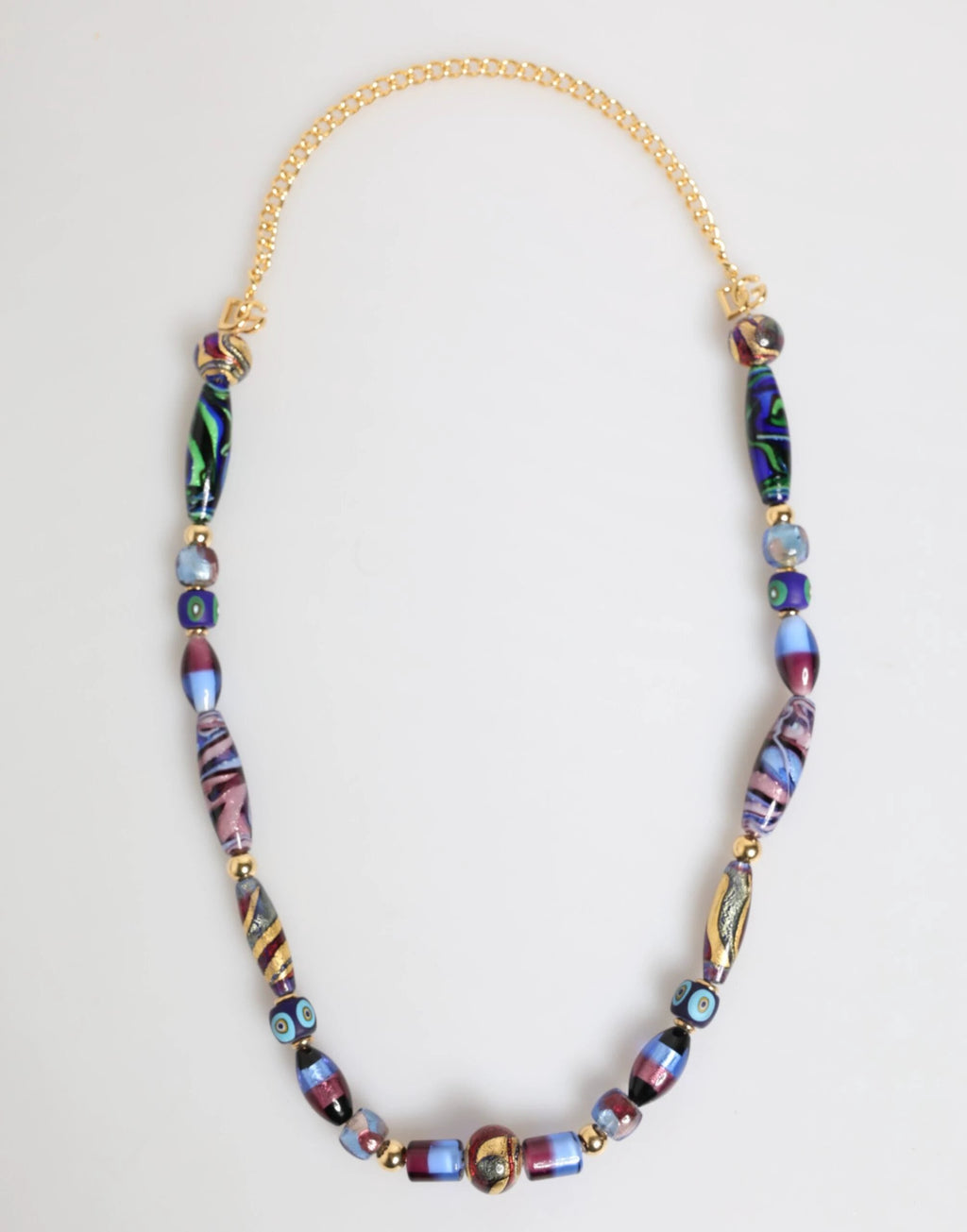 Dolce & Gabbana Multicolor Murano Glass Beads Gold Brass Chain Jewelry Necklace by Dolce & Gabbana