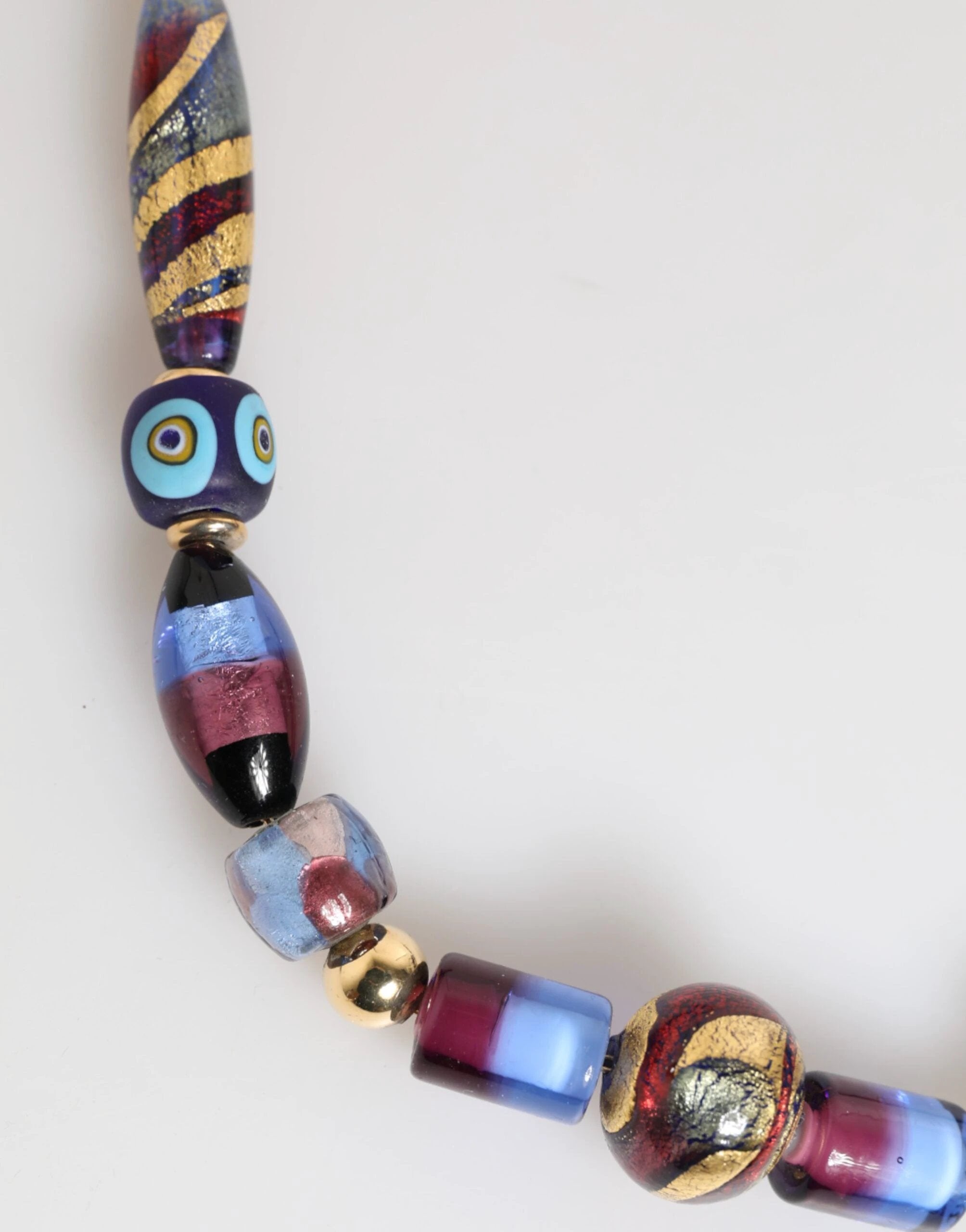 Dolce & Gabbana Multicolor Murano Glass Beads Gold Brass Chain Jewelry Necklace by Dolce & Gabbana