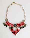 Dolce & Gabbana Red Rose Floral Crystal Embellished Statement Jewelry Necklace by Dolce & Gabbana