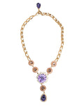 Collier pendentif Dolce &amp; Gabbana en laiton doré, cristal et perle à motif floral violet