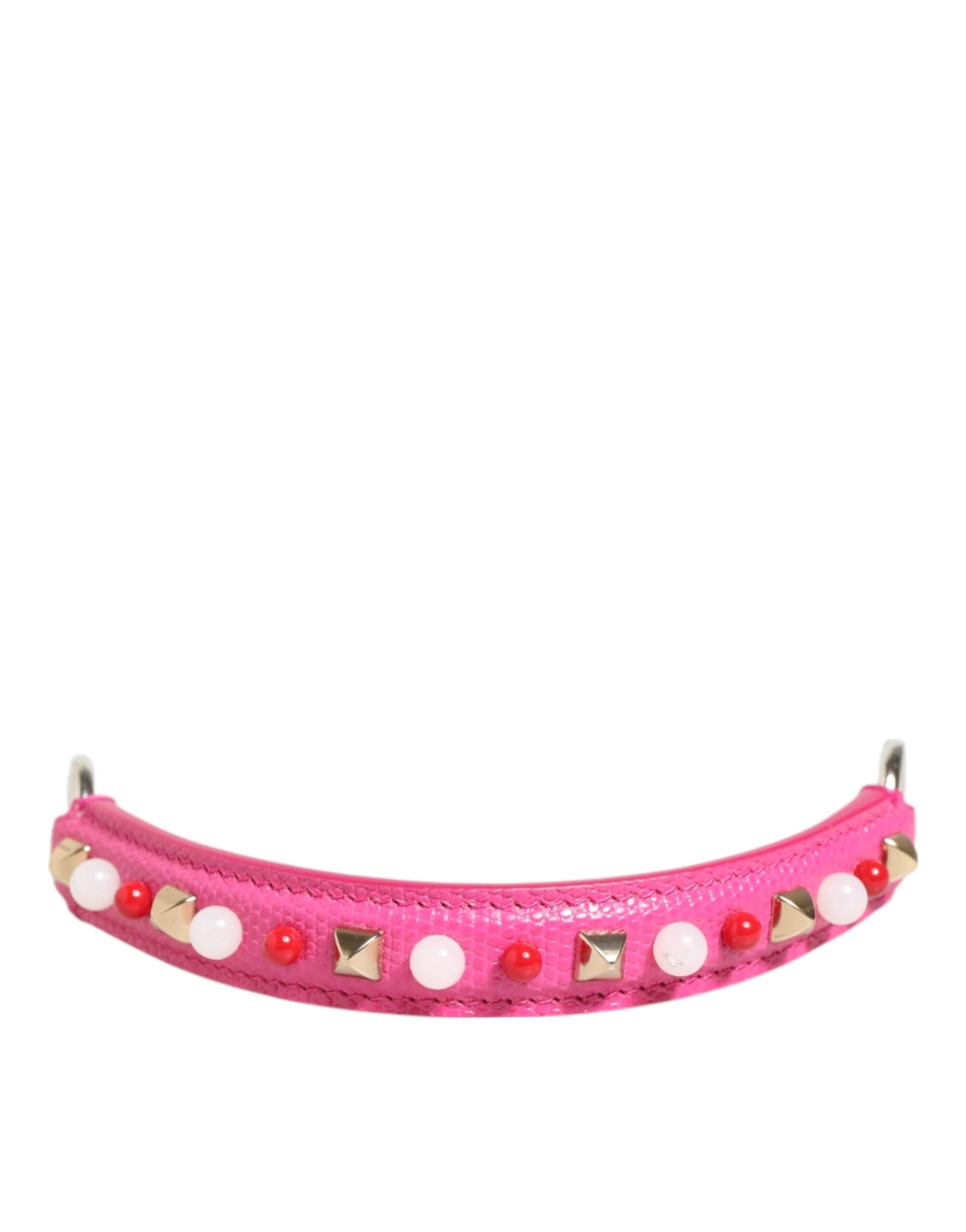 Dolce & Gabbana Pink Embellished Leather Bag Handle Women Shoulder Strap by Dolce & Gabbana