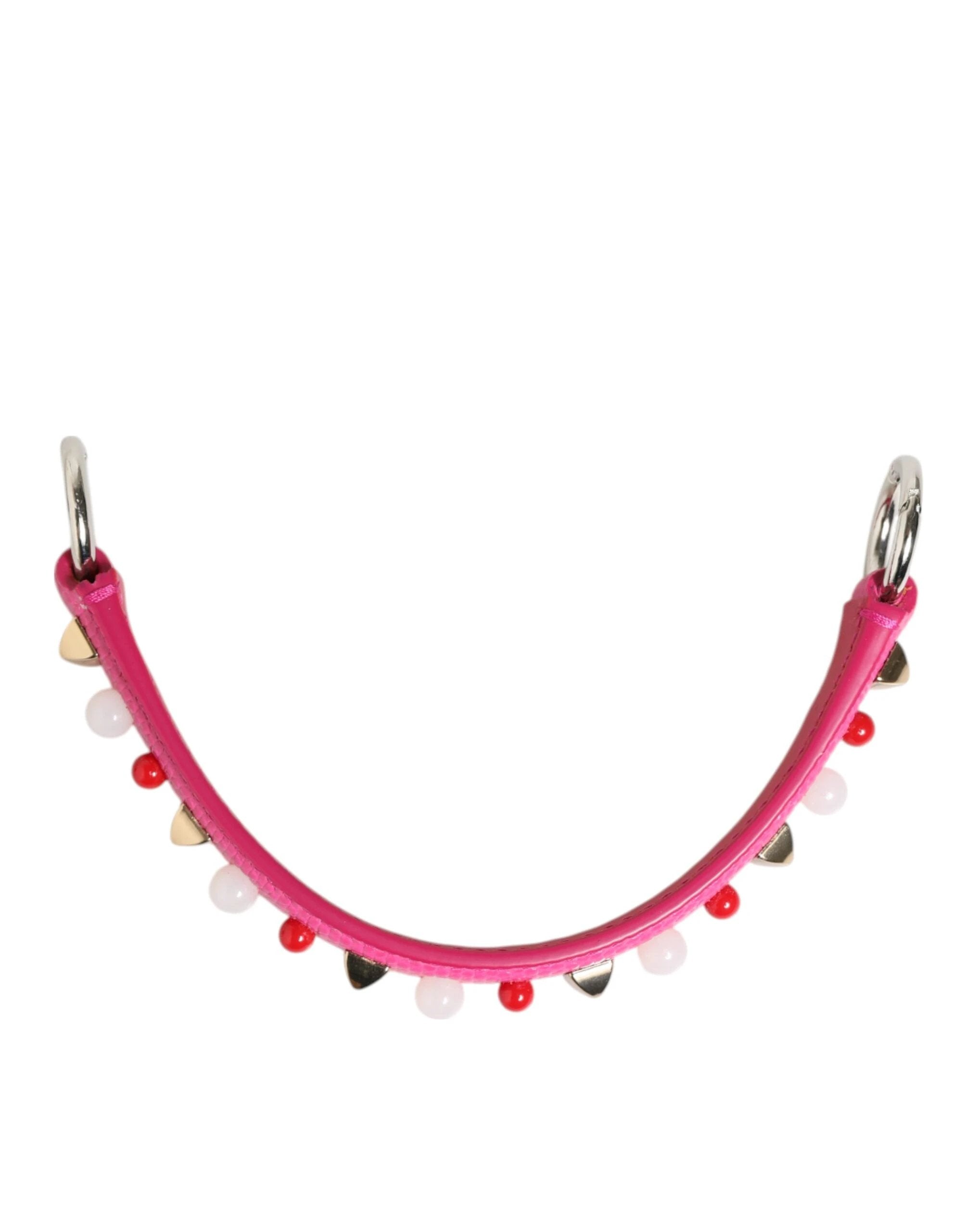 Dolce & Gabbana Pink Embellished Leather Bag Handle Women Shoulder Strap by Dolce & Gabbana