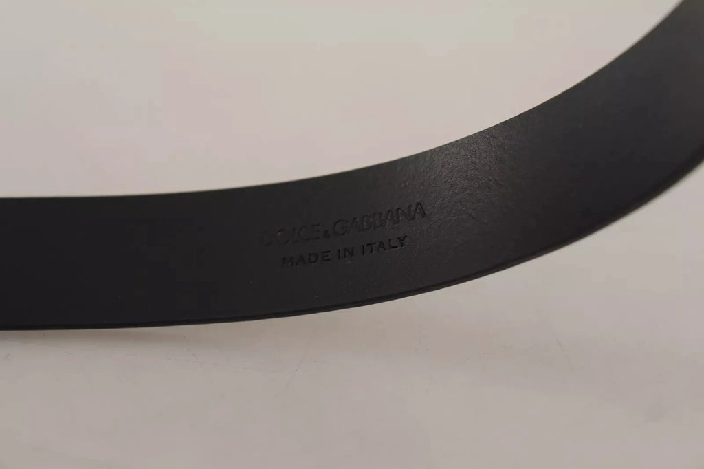Dolce & Gabbana Calf Leather Silver Tone Black Metal Buckle Belt by Dolce & Gabbana