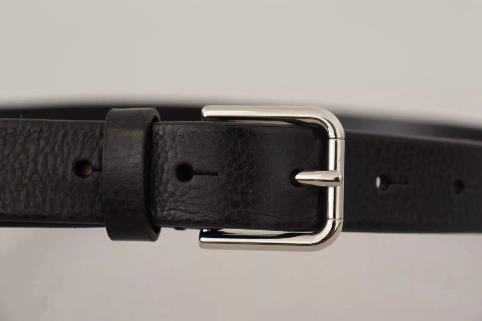 Dolce & Gabbana Calf Leather Silver Tone Black Metal Buckle Belt by Dolce & Gabbana