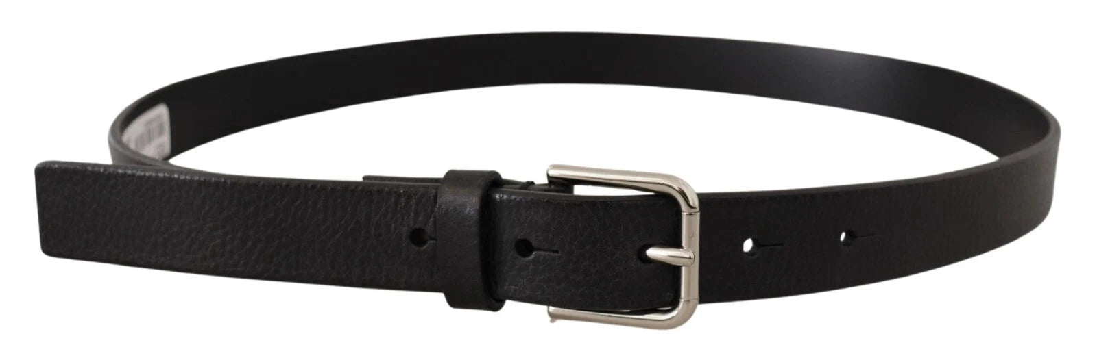 Dolce & Gabbana Calf Leather Silver Tone Black Metal Buckle Belt by Dolce & Gabbana