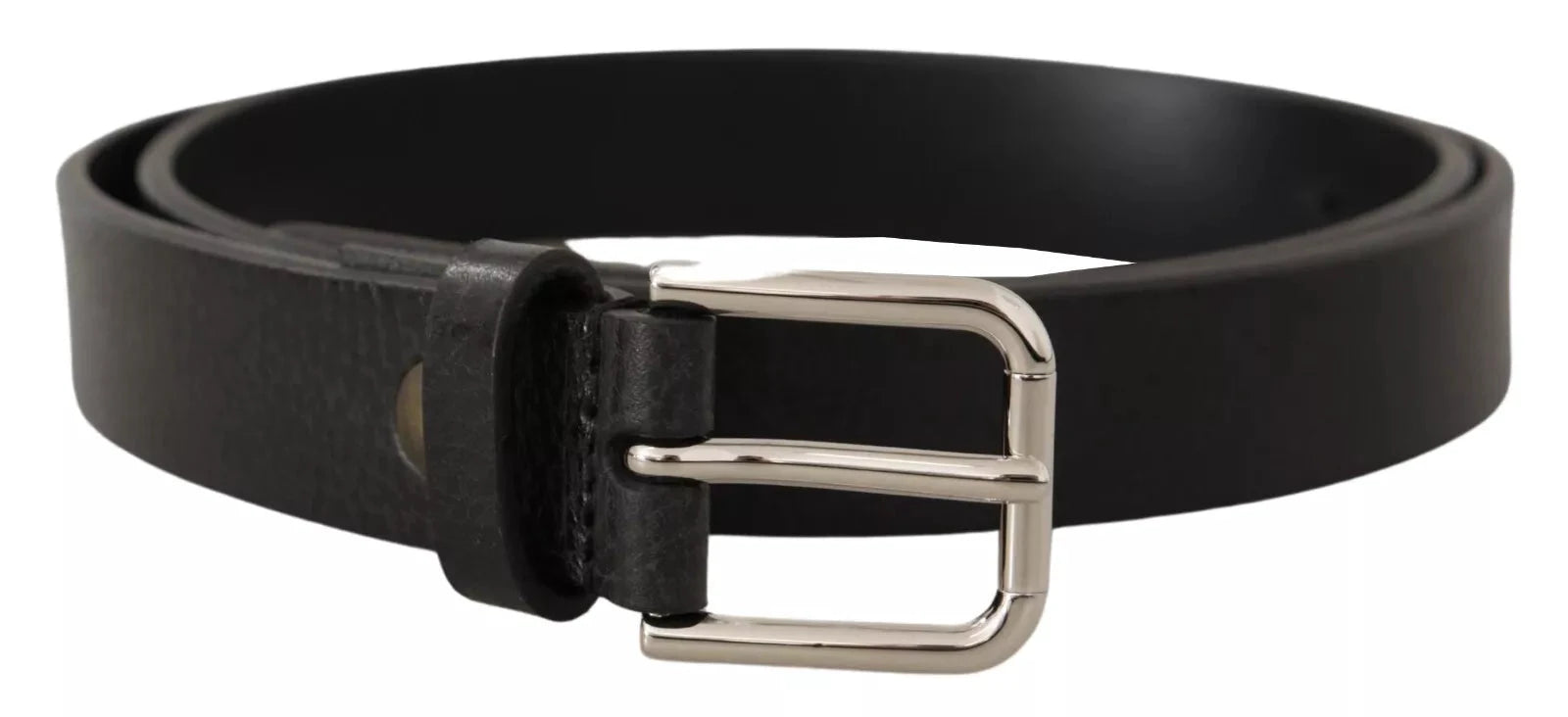 Dolce & Gabbana Calf Leather Silver Tone Black Metal Buckle Belt by Dolce & Gabbana